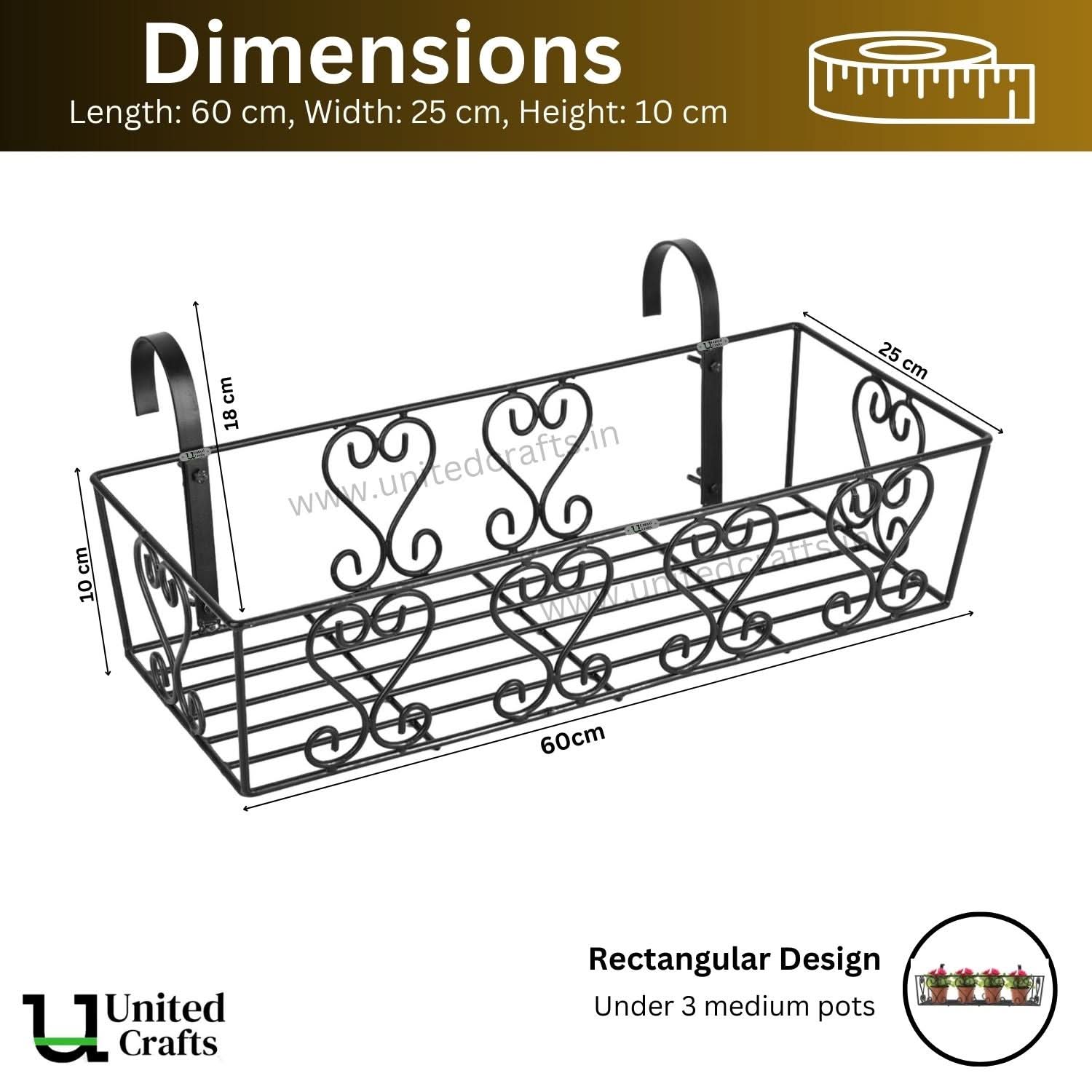 UnitedCrafts Aster Railings Stand For Display of Multiple Plants Balcony Decoration