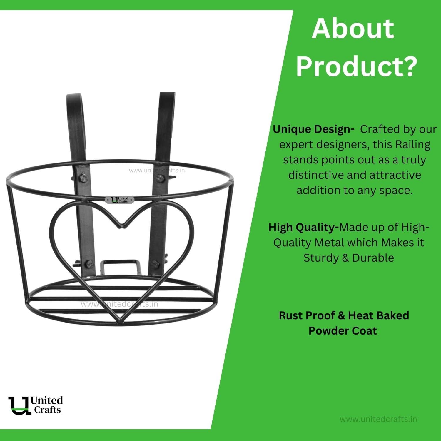 UnitedCrafts Heart Railings Stands for Balcony & Home Decoration