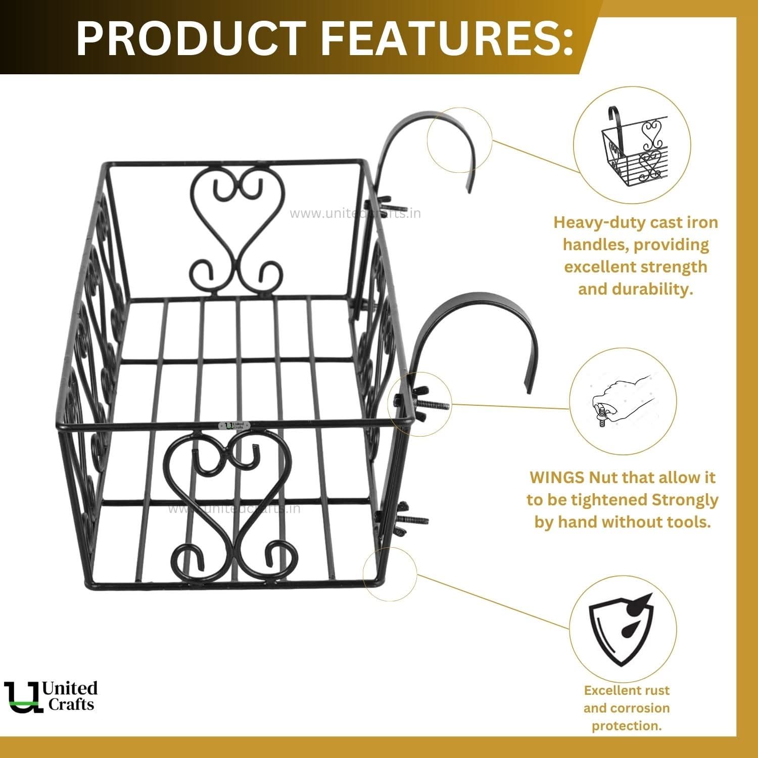 UnitedCrafts Aster Railings Stand For Display of Multiple Plants Balcony Decoration