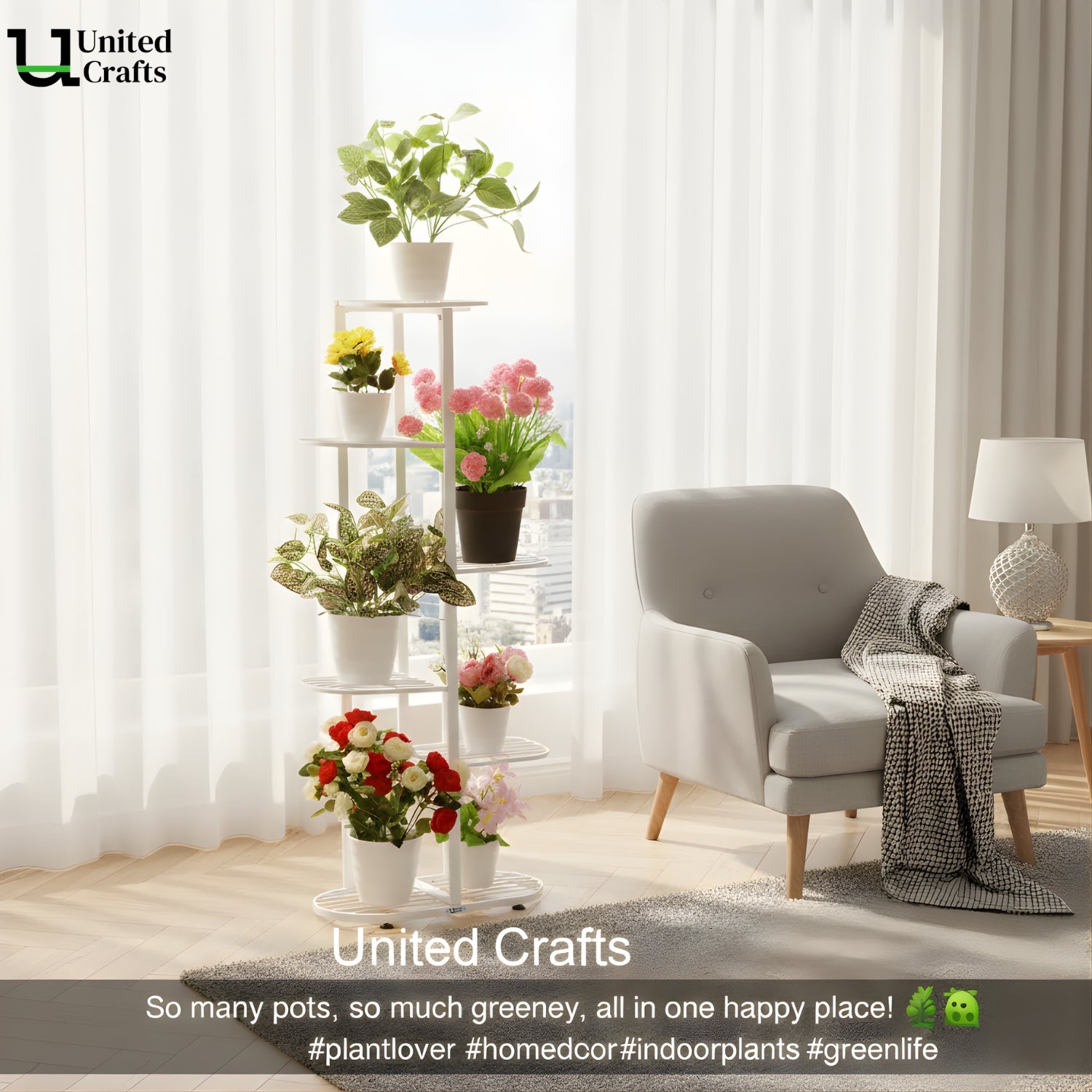 UnitedCrafts MILO 6 Tier Metal Plant Stand -7 Potted Multiple Shelves