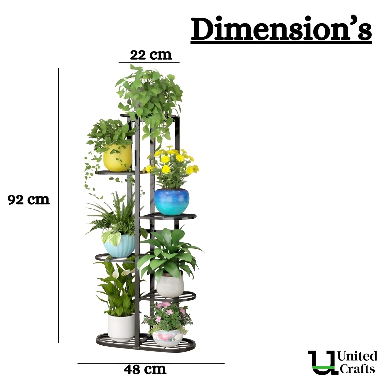 UnitedCrafts MILO 6 Tier Metal Plant Stand -7 Potted Multiple Shelves
