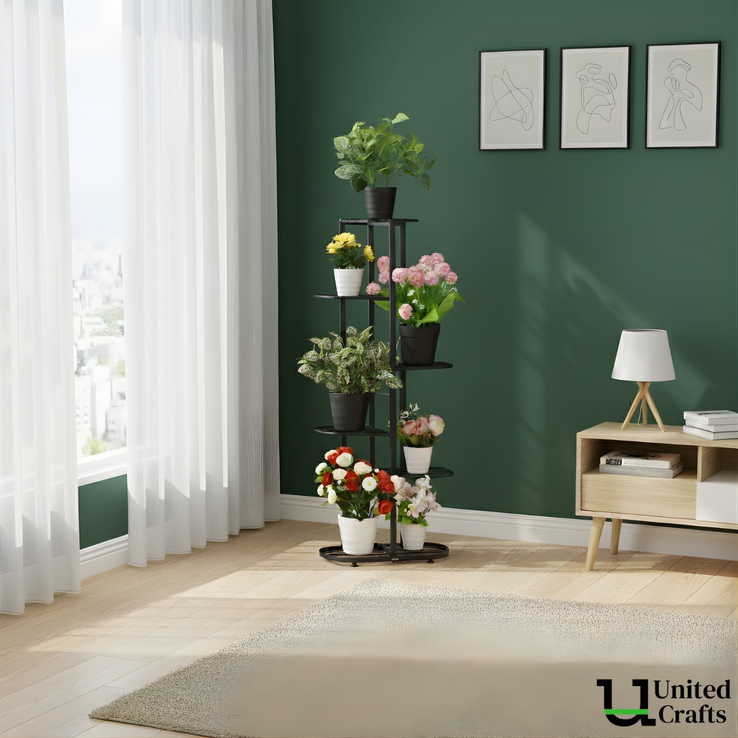 UnitedCrafts MILO 6 Tier Metal Plant Stand -7 Potted Multiple Shelves