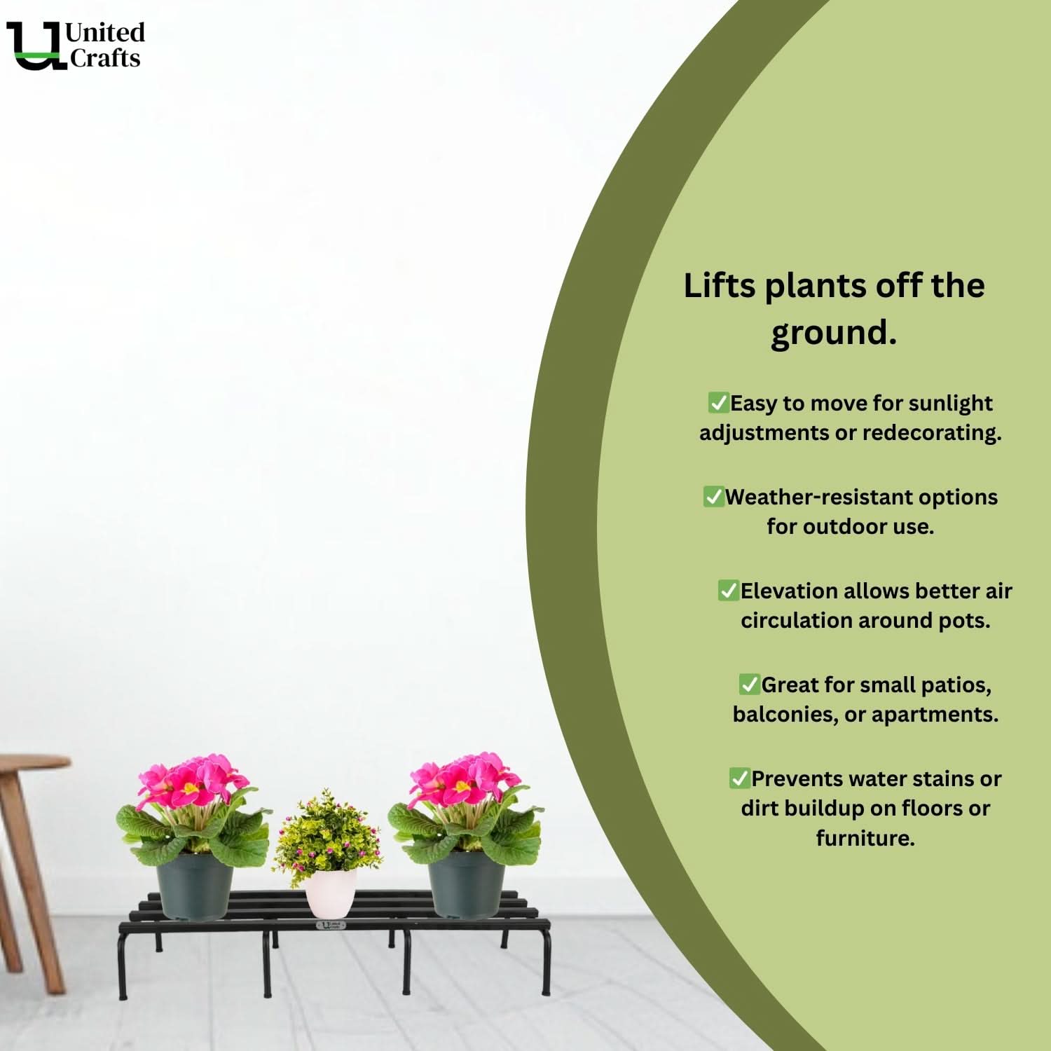 United Crafts Rugged Metal Planter Stand for Home & Garden