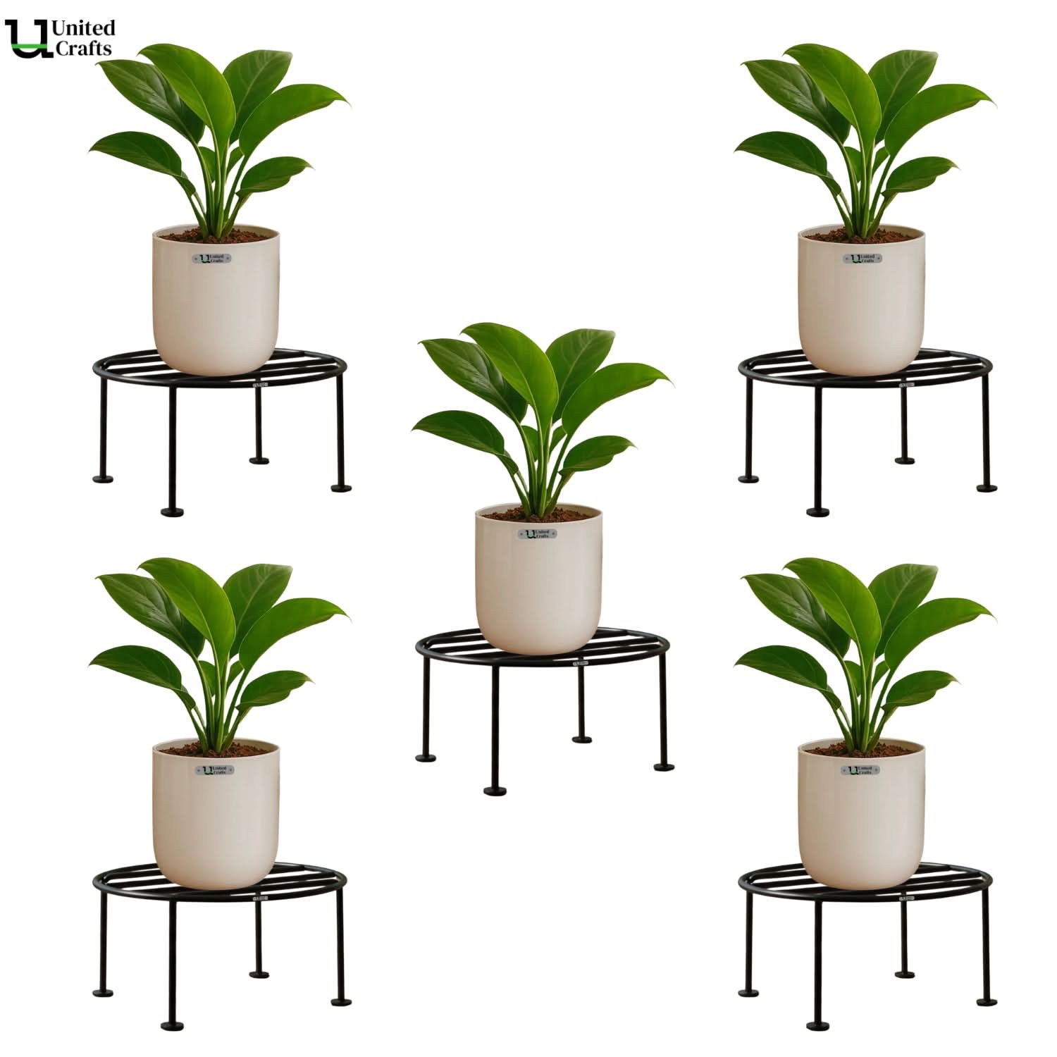 UnitedCrafts Dion Round Pot Stand/High-Quality Stands (Black)