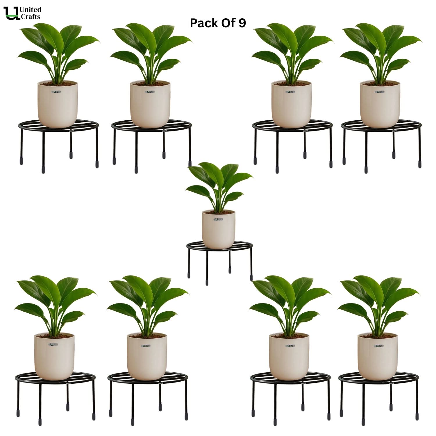 UnitedCrafts Driss Round Pot Stand/High-Quality Stands (Black)