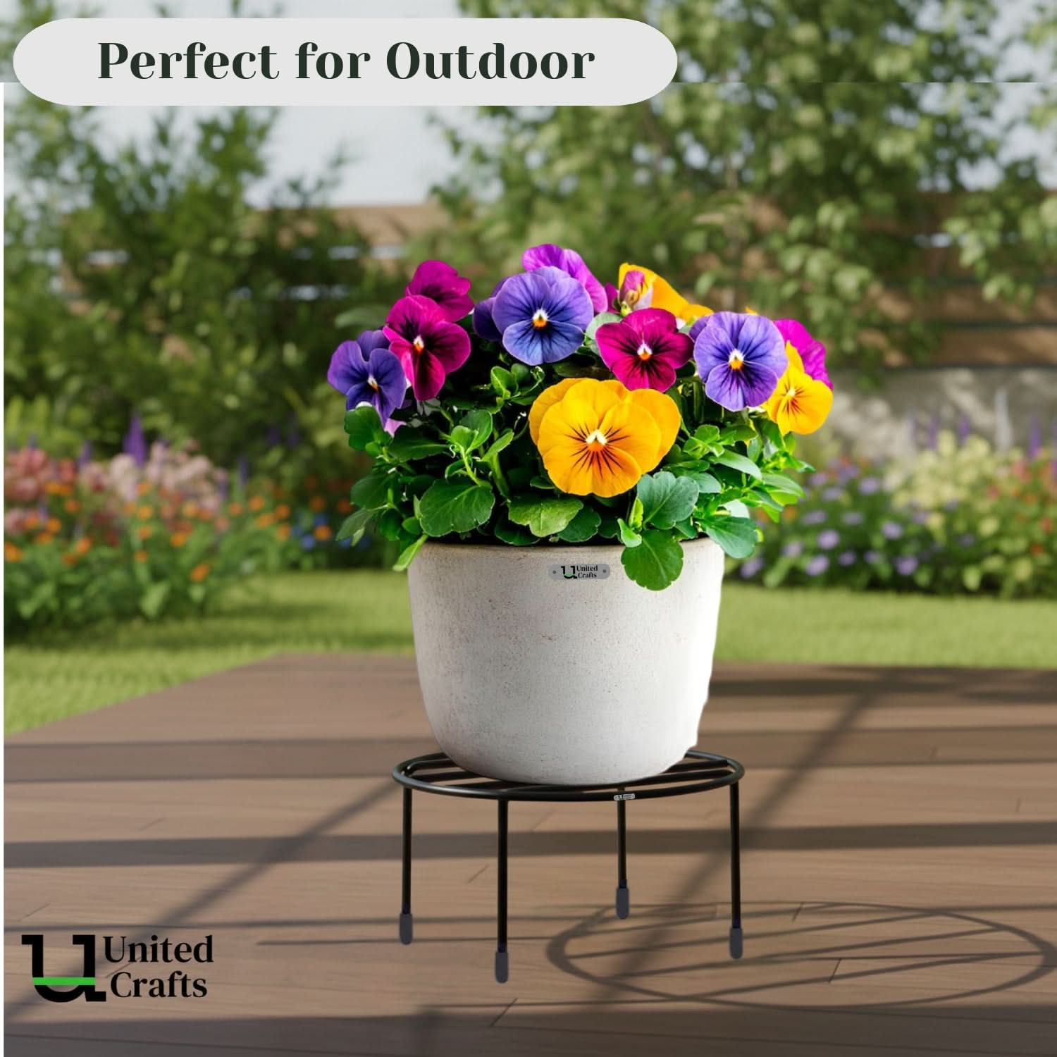 UnitedCrafts Driss Round Pot Stand/High-Quality Stands (Black)