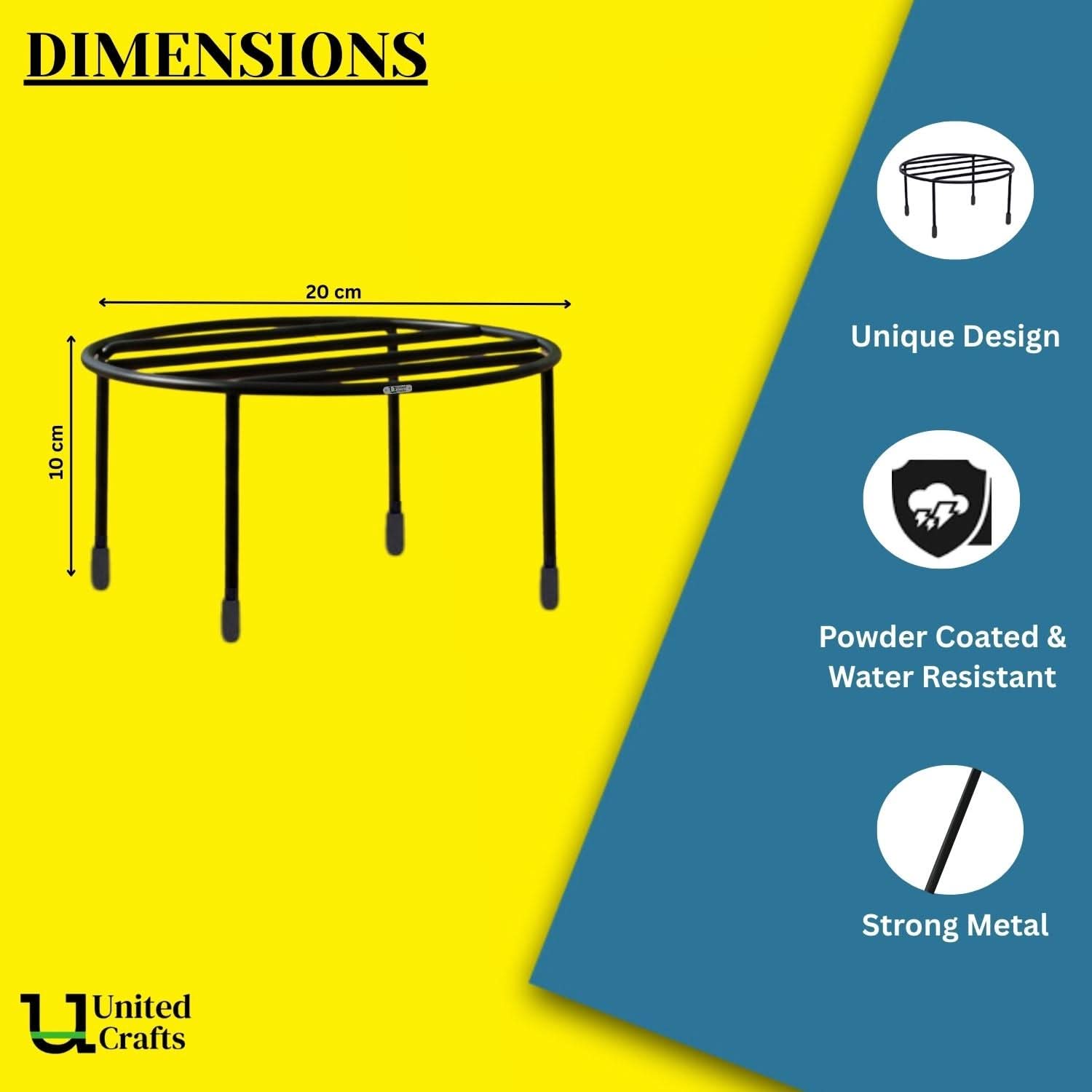 UnitedCrafts Driss Round Pot Stand/High-Quality Stands (Black)