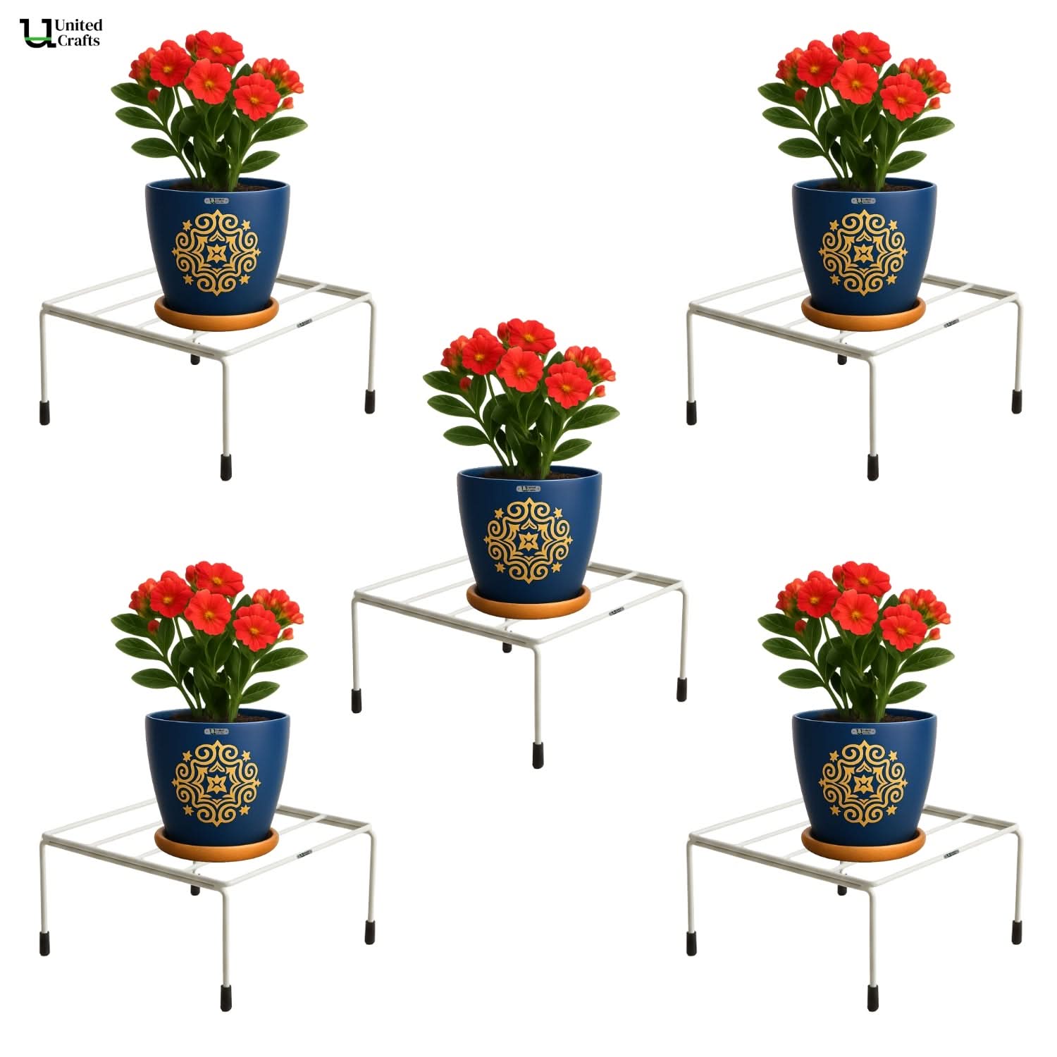 UnitedCrafts Elio Round Pot Stand/High-Quality Stands (White)