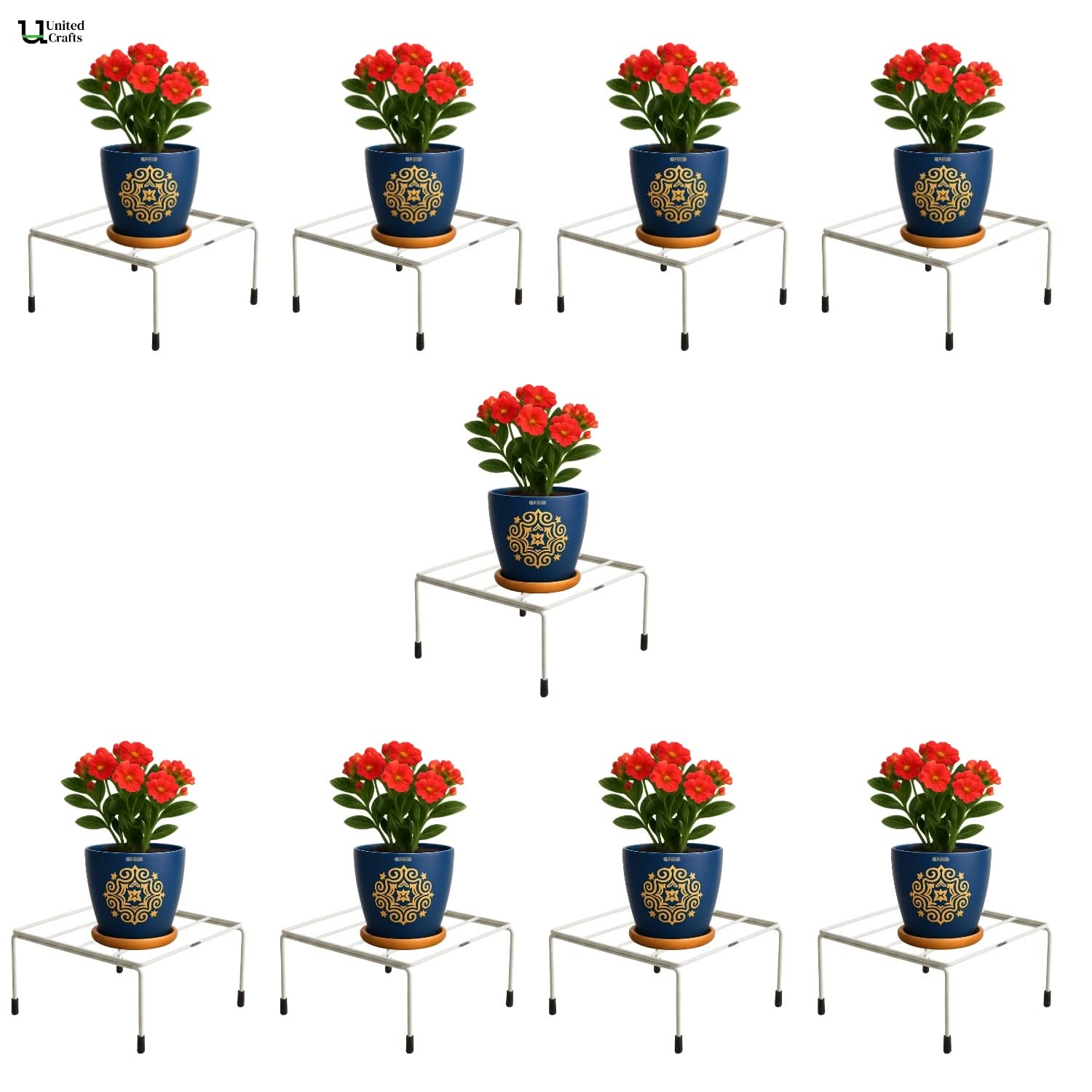 UnitedCrafts Elio Round Pot Stand/High-Quality Stands (White)