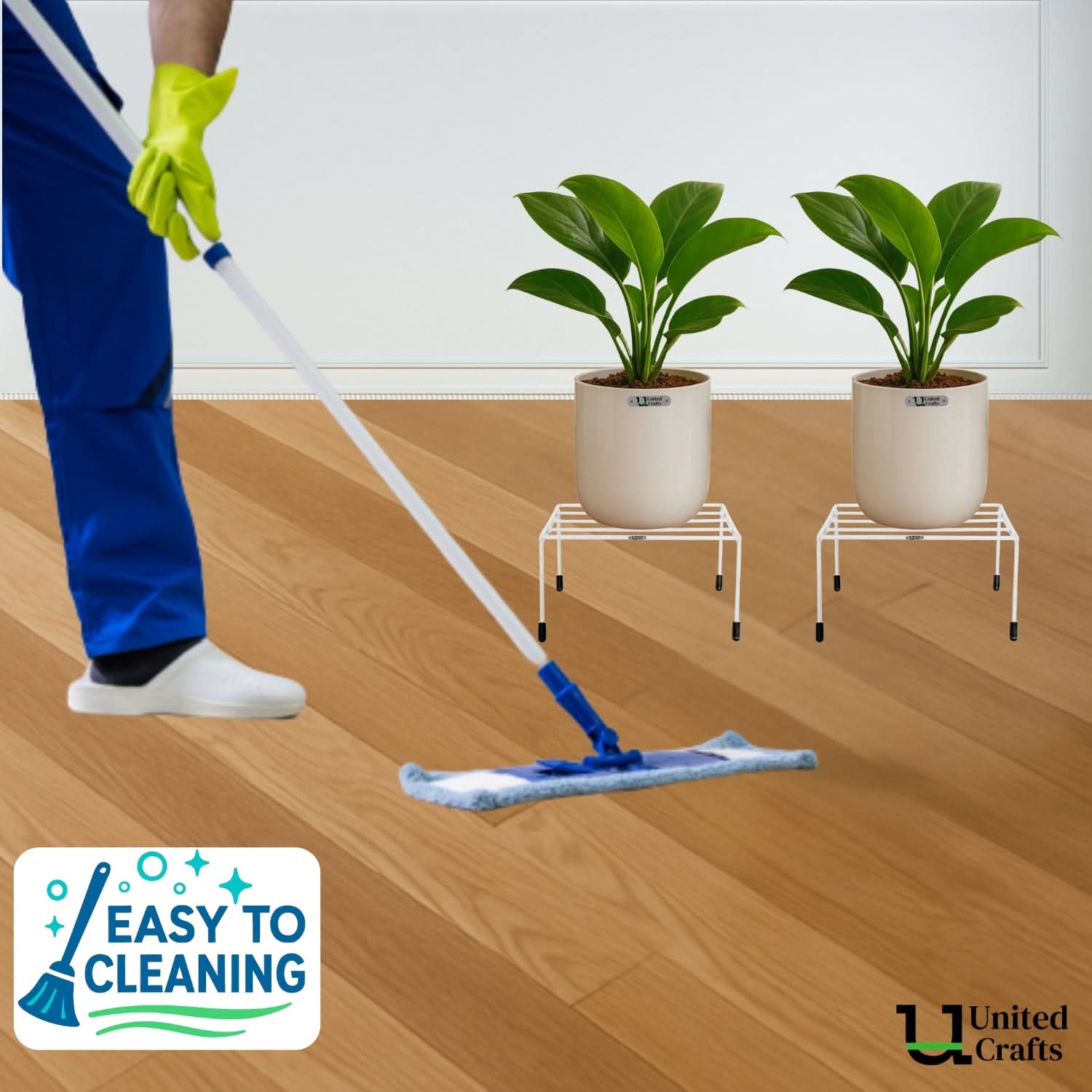 UnitedCrafts Elio Round Pot Stand/High-Quality Stands (White)