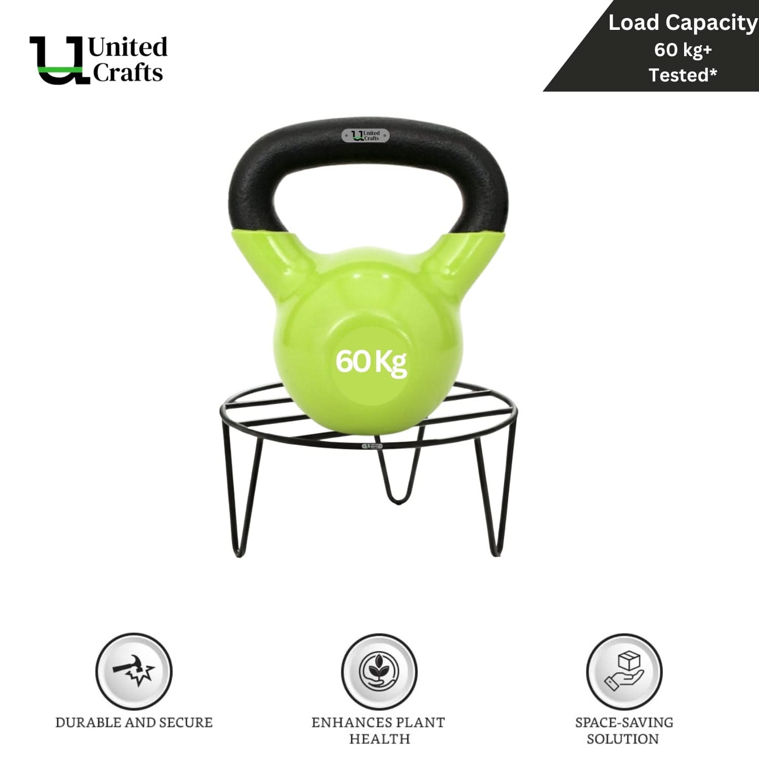 UnitedCrafts Elna Round Pot Stand/High-Quality Stands (Black)