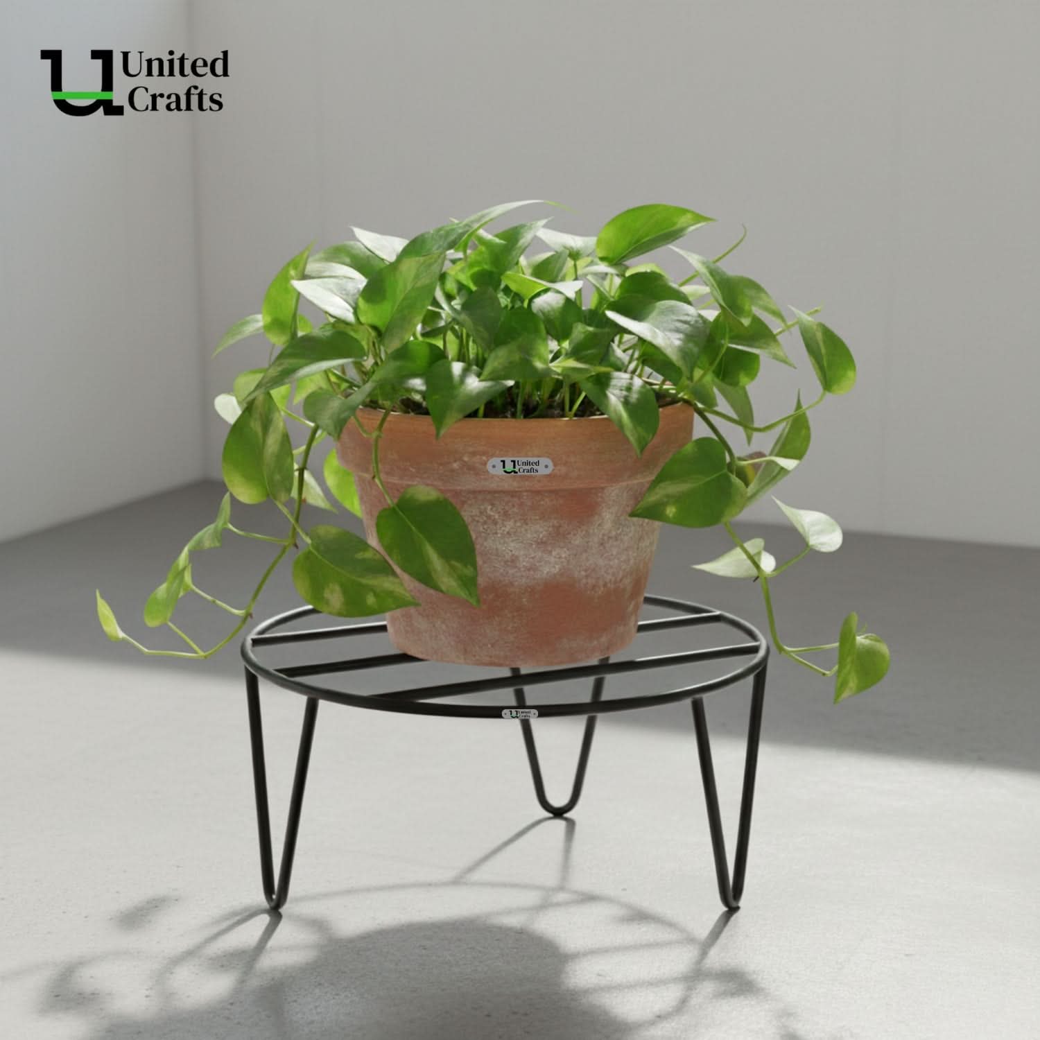 UnitedCrafts Elna Round Pot Stand/High-Quality Stands (Black)