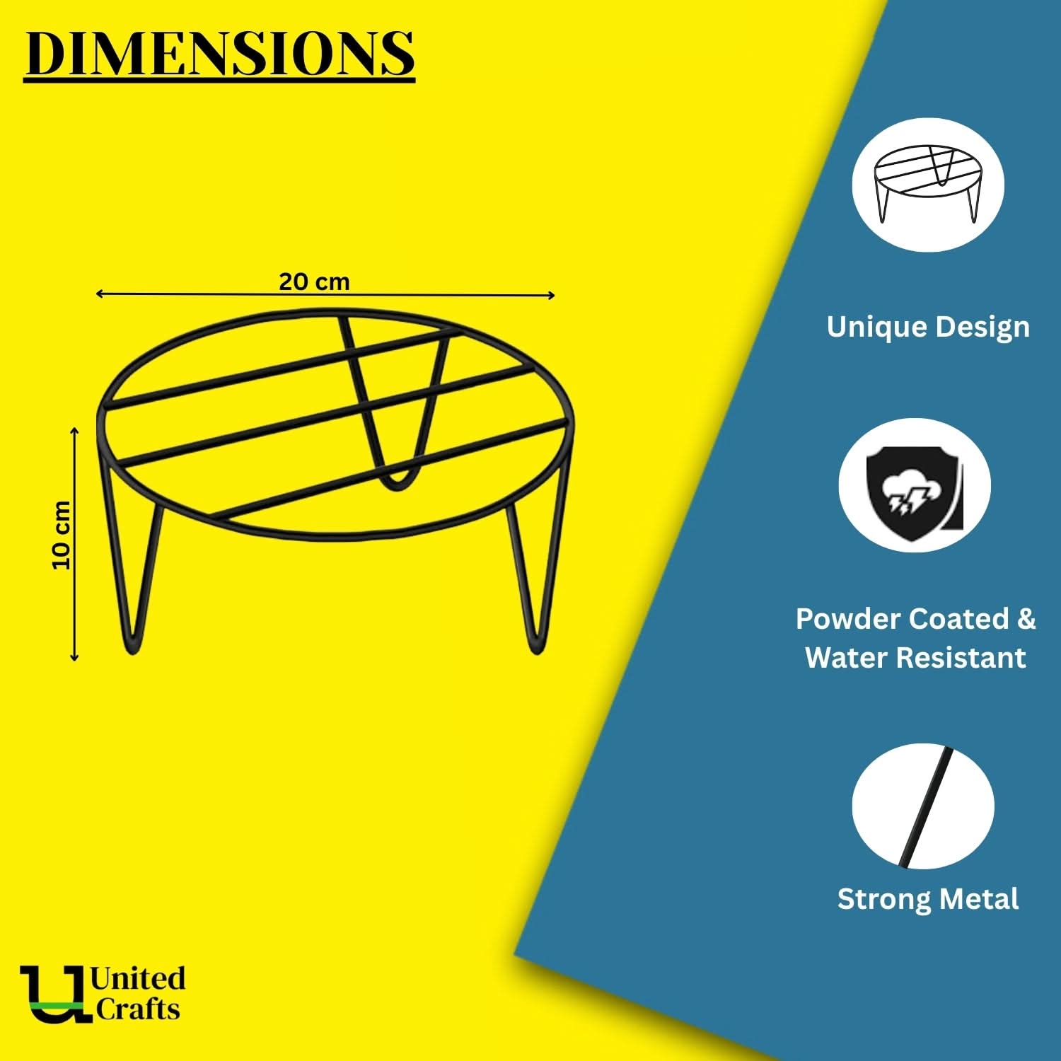 UnitedCrafts Elna Round Pot Stand/High-Quality Stands (Black)