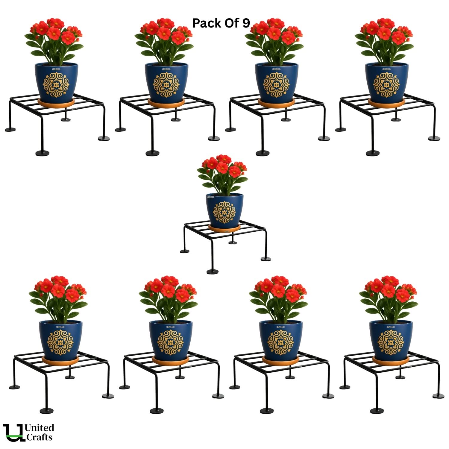 UnitedCrafts Ivo Round Pot Stand/High-Quality Stands (Black)