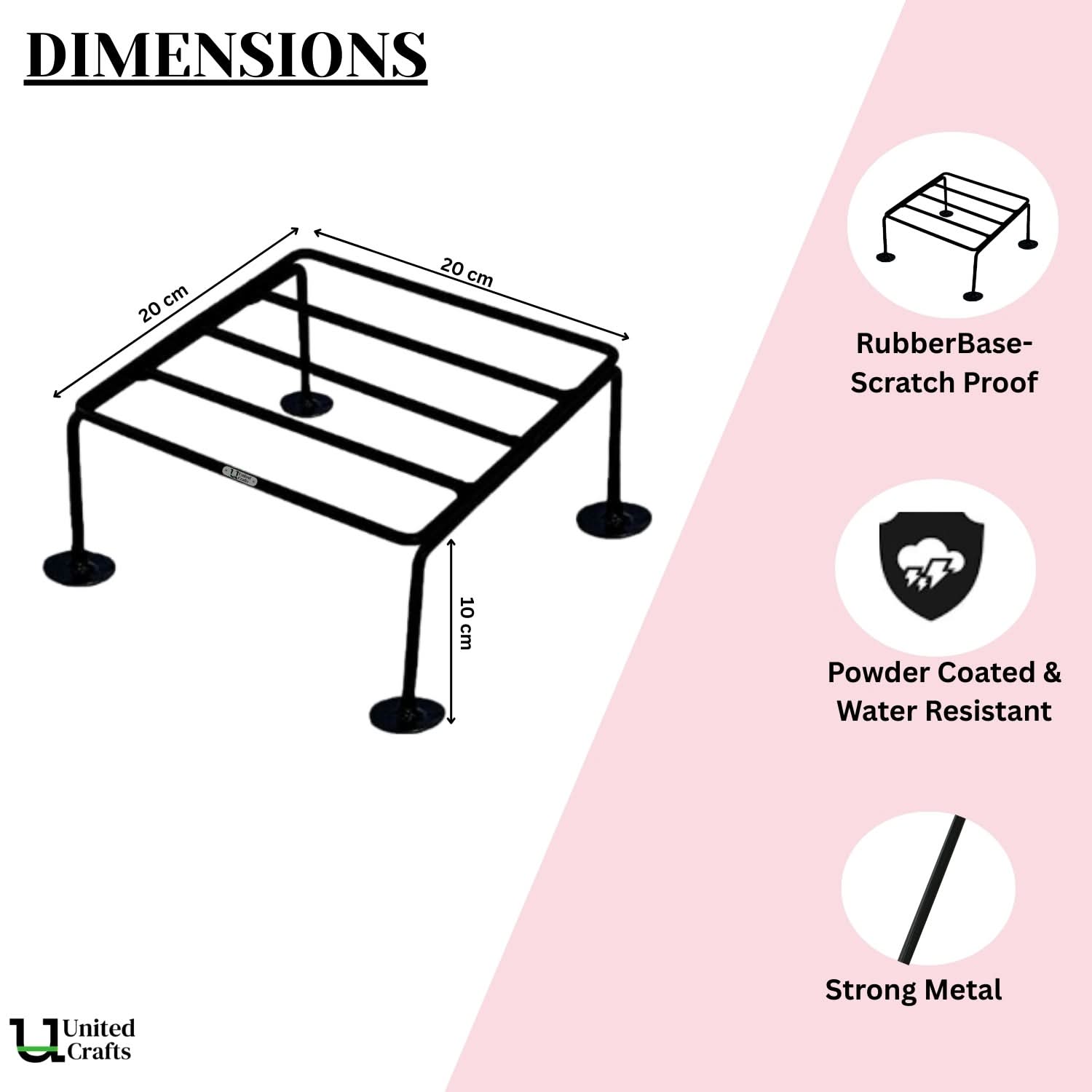 UnitedCrafts Ivo Round Pot Stand/High-Quality Stands (Black)