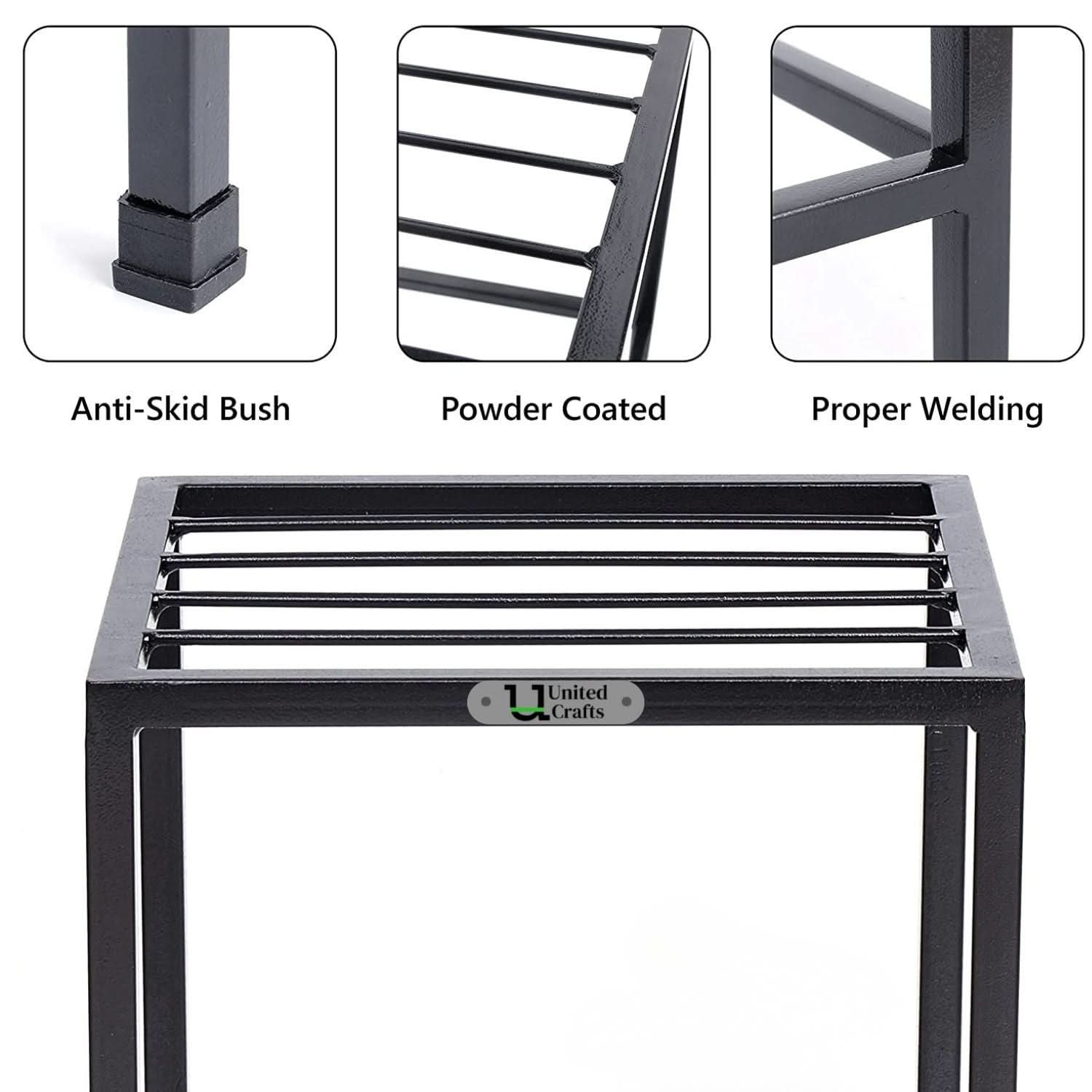 UnitedCrafts MAD Metal Plant Stand – Strong, Durable & Sturdy (Black)