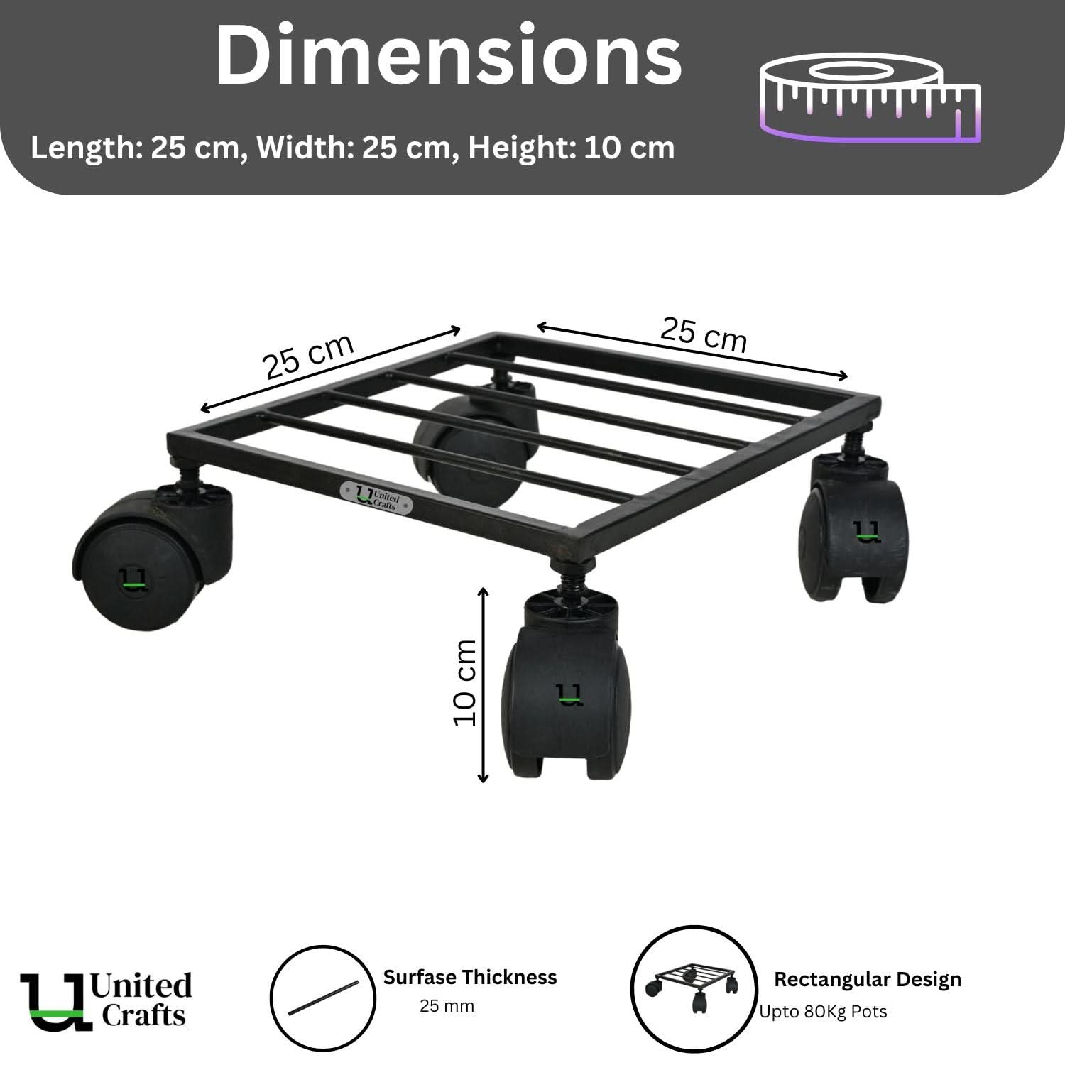 United Crafts Rozy Wheel Pot Stands for Planters