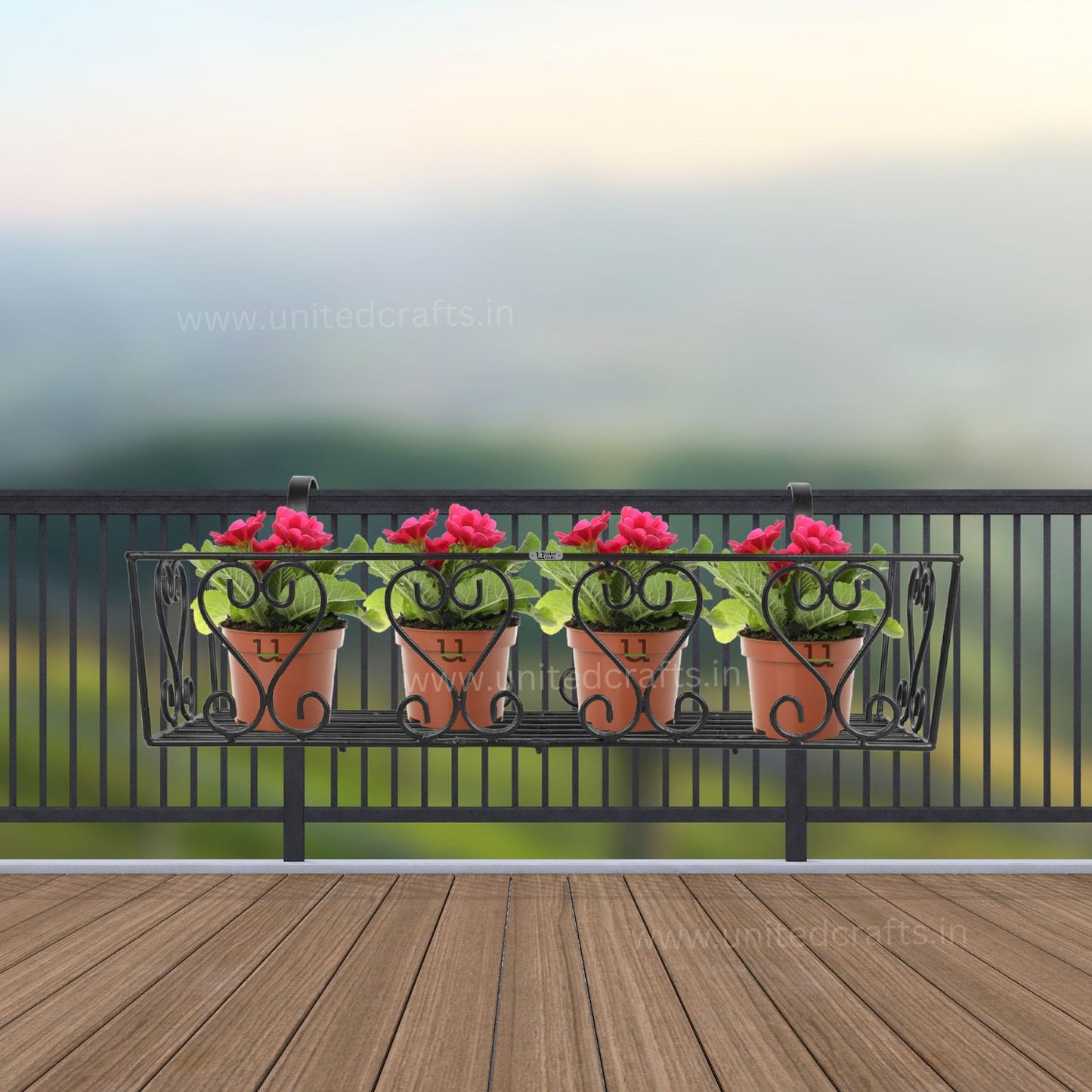 UnitedCrafts Aster Railings Stand For Display of Multiple Plants Balcony Decoration