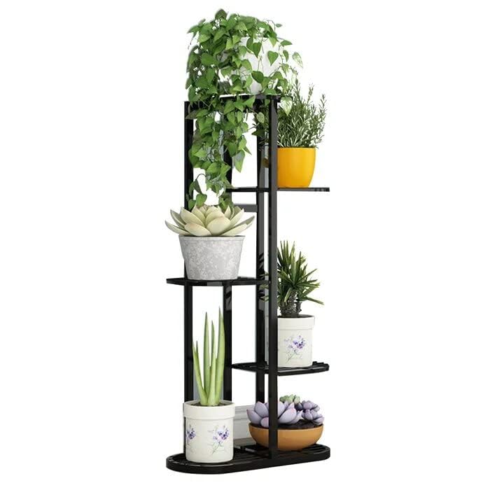 UnitedCrafts 6 Tier 7 Potted Metal Plant Stand Multiple Shelves(Black)