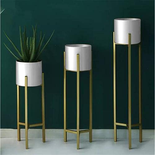 Modern Big Tall Metal Pots Stands for Home Decoration ( Set of 3 ) White