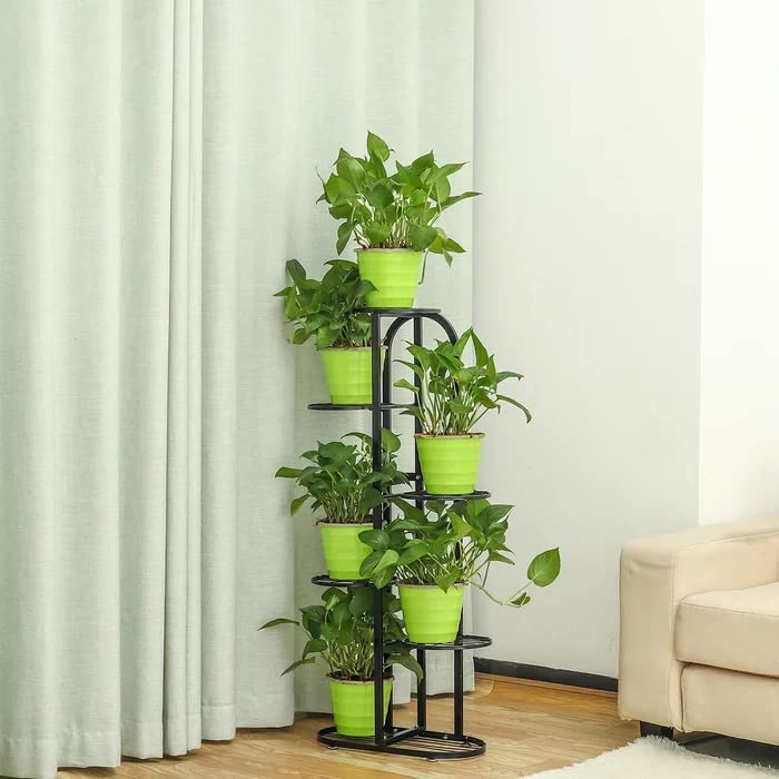 UnitedCrafts 6 Tier 7 Potted Metal Plant Stand Multiple Shelves(Black)