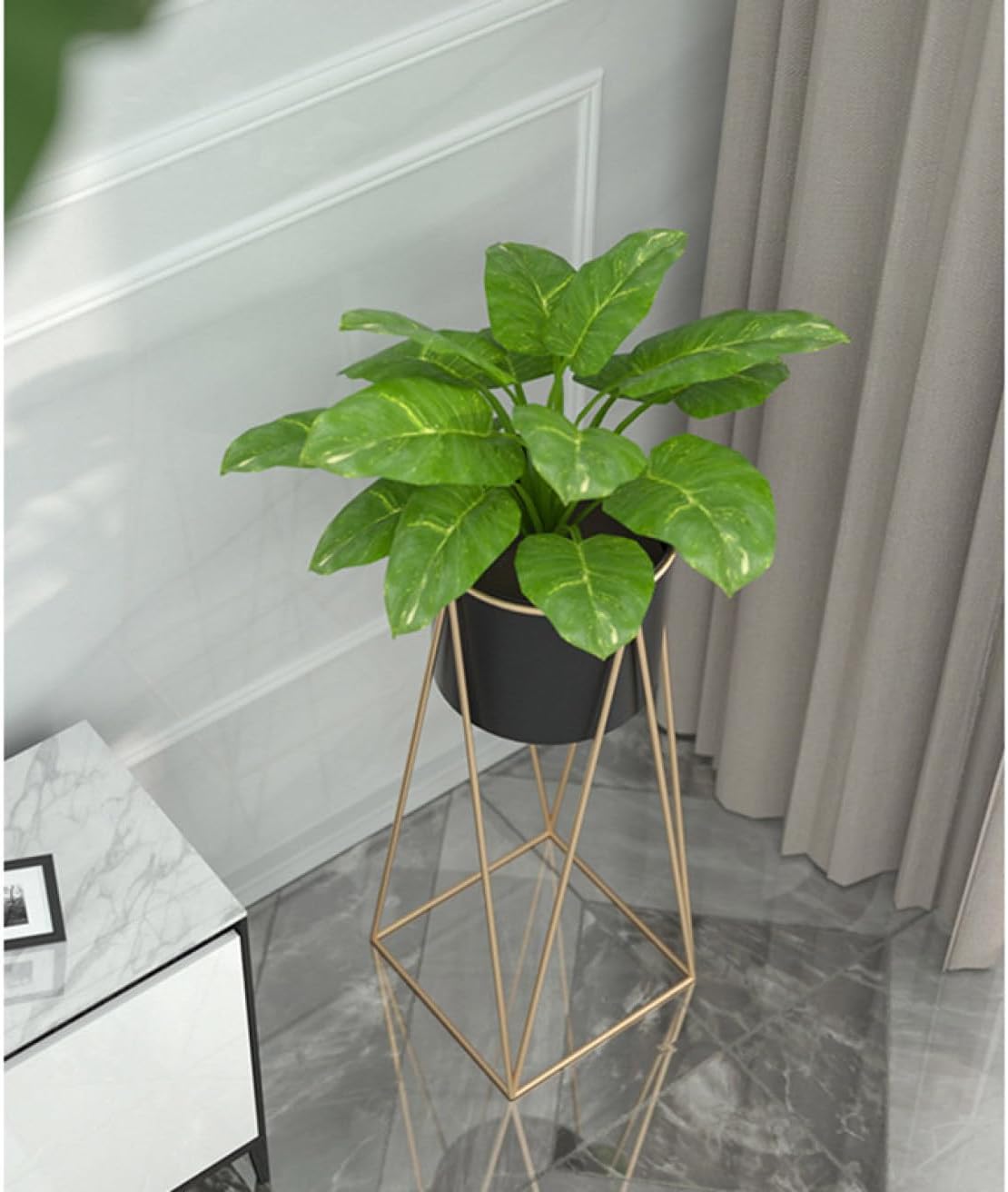 Luxury Metal Wire Planter Stand for Home Décor (Gold & Black Set of 2)