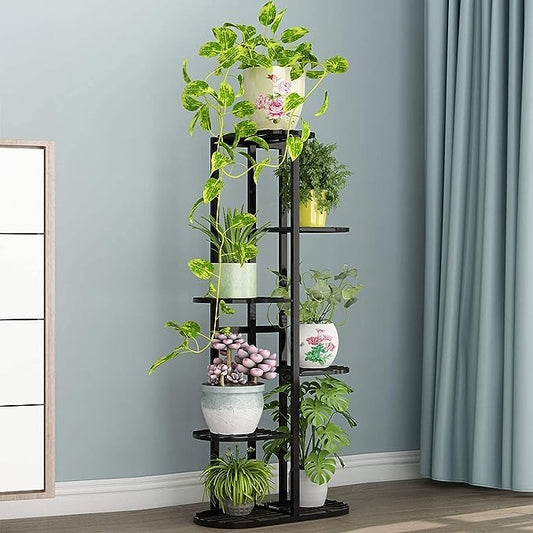 UnitedCrafts 6 Tier 7 Potted Metal Plant Stand Multiple Shelves(Black)