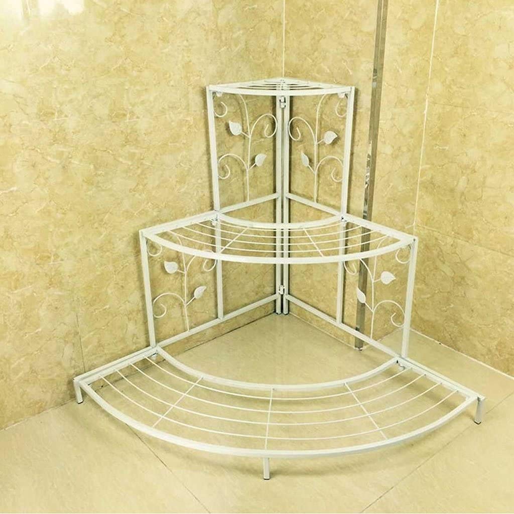 United Crafts 3 Tier Corner Shelf Metal Flower Pot Stand Rack(White)