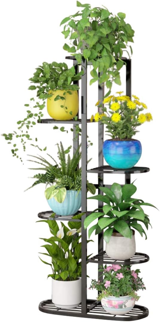 UnitedCrafts 6 Tier 7 Potted Metal Plant Stand Multiple Shelves(Black)