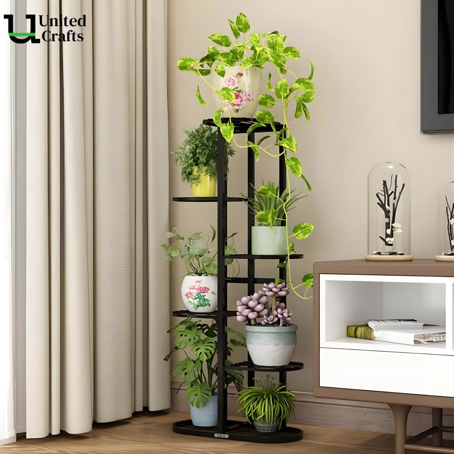 UnitedCrafts MILO 6 Tier Metal Plant Stand -7 Potted Multiple Shelves