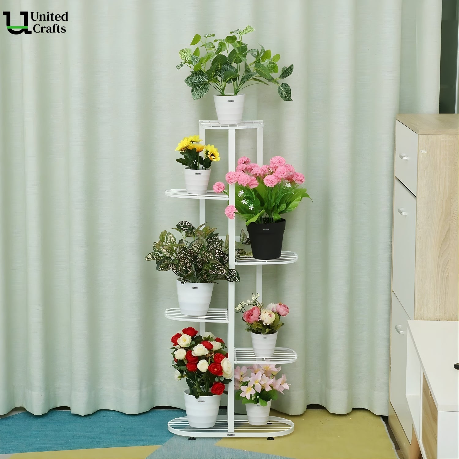 UnitedCrafts MILO 6 Tier Metal Plant Stand -7 Potted Multiple Shelves