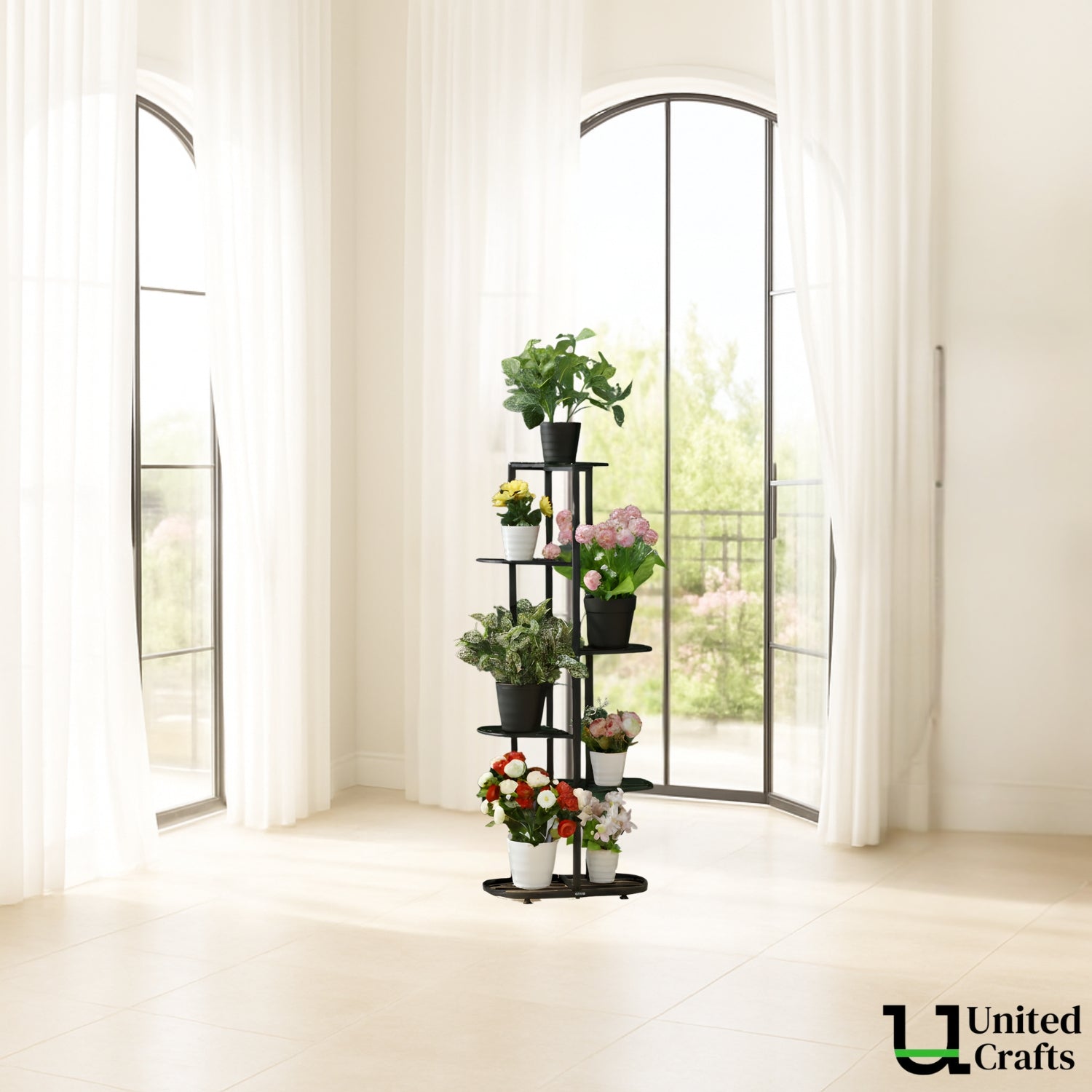 UnitedCrafts MILO 6 Tier Metal Plant Stand -7 Potted Multiple Shelves