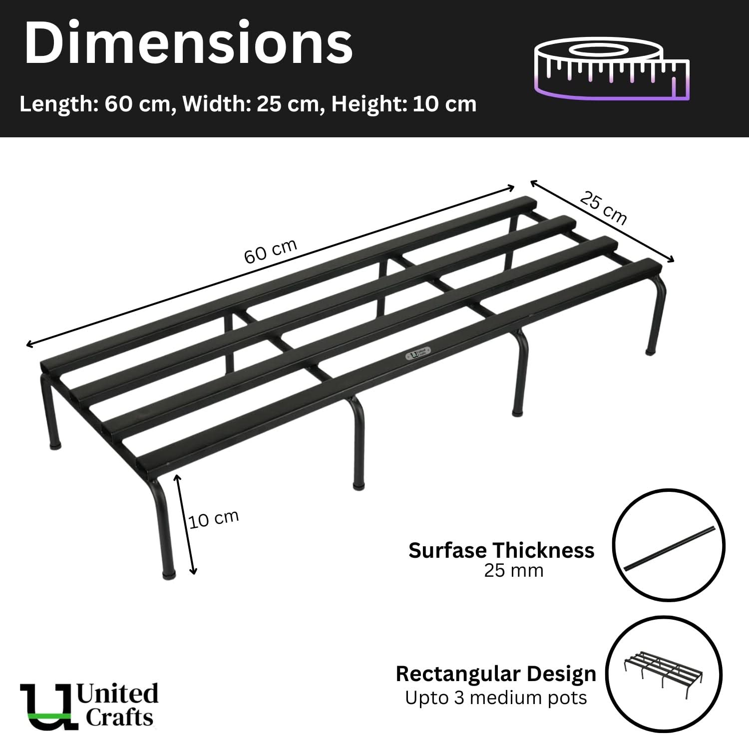 United Crafts Rugged Metal Planter Stand for Home & Garden