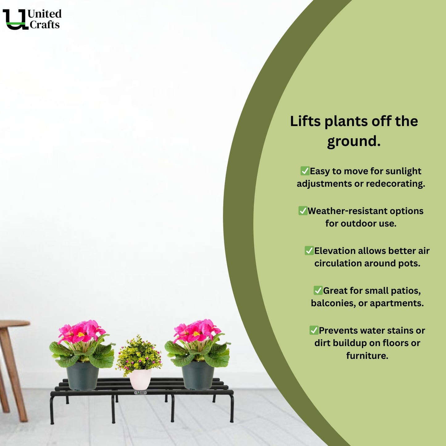 United Crafts Rugged Metal Planter Stand for Home & Garden