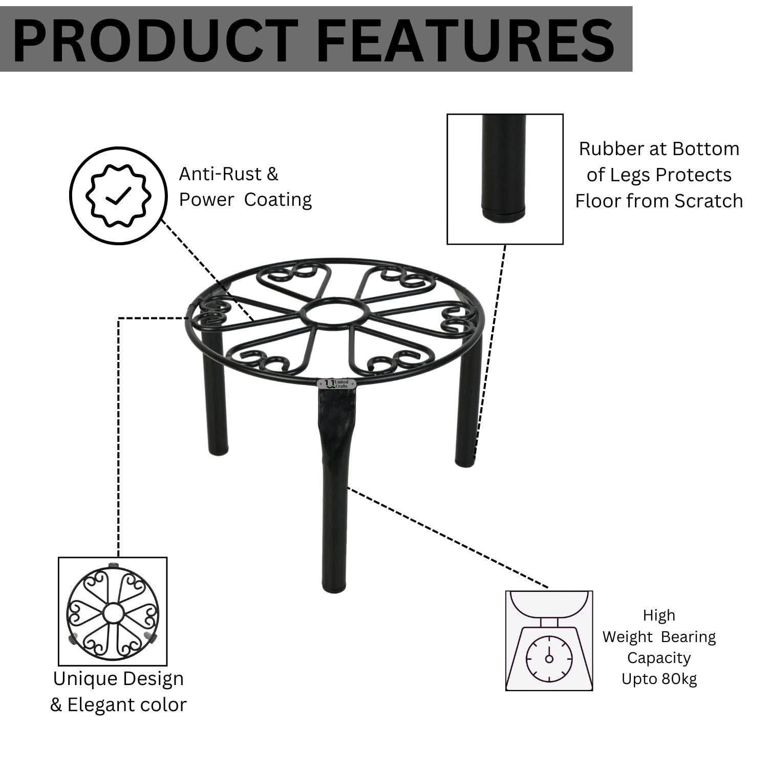 UnitedCrafts Trivia Metal Pot Stand High Quality & Unique Design