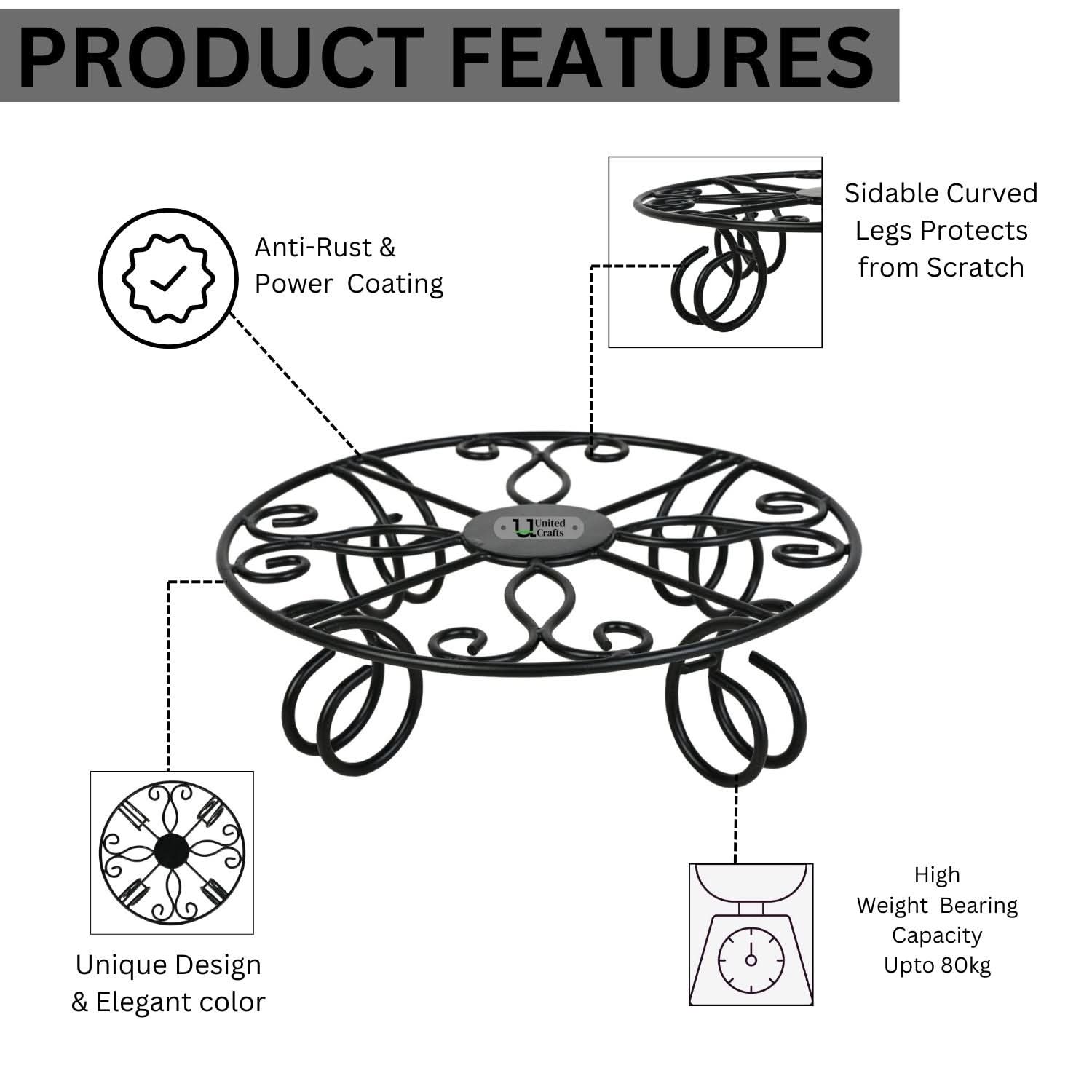 United Crafts Lilly Stands for Planters/Elegant Home & Garden Décor