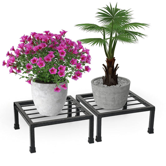 Metal Heavy Sturdy Flower Pot stand ( Set of 2 ) Black