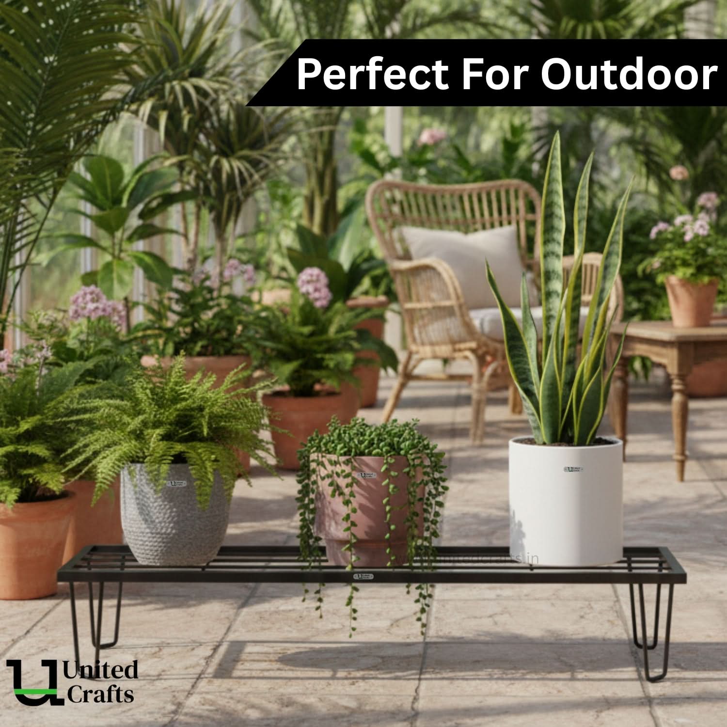 United Crafts BRAK Heavy Rectangle Plant Stand – Indoor & Outdoor