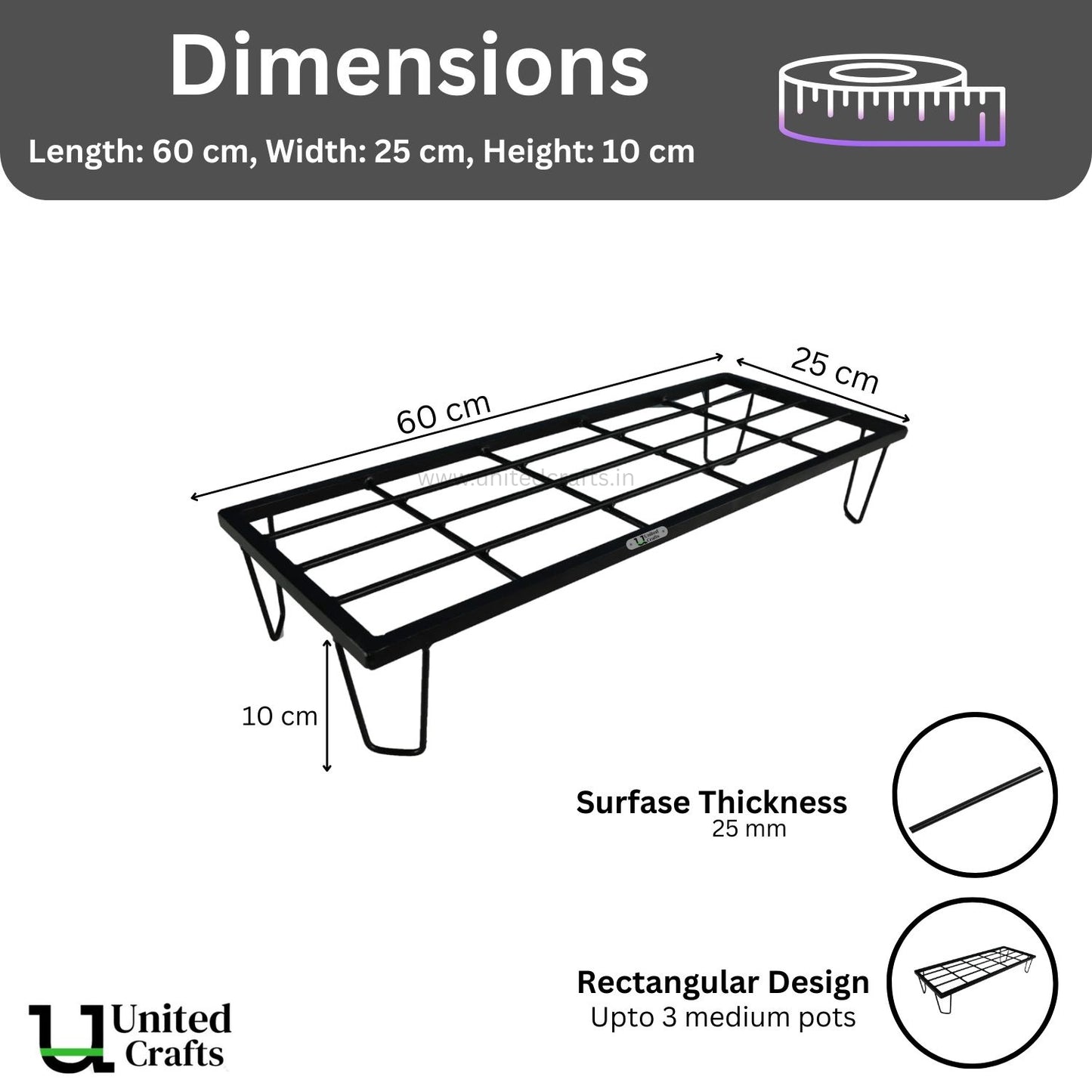United Crafts BRAK Heavy Rectangle Plant Stand – Indoor & Outdoor