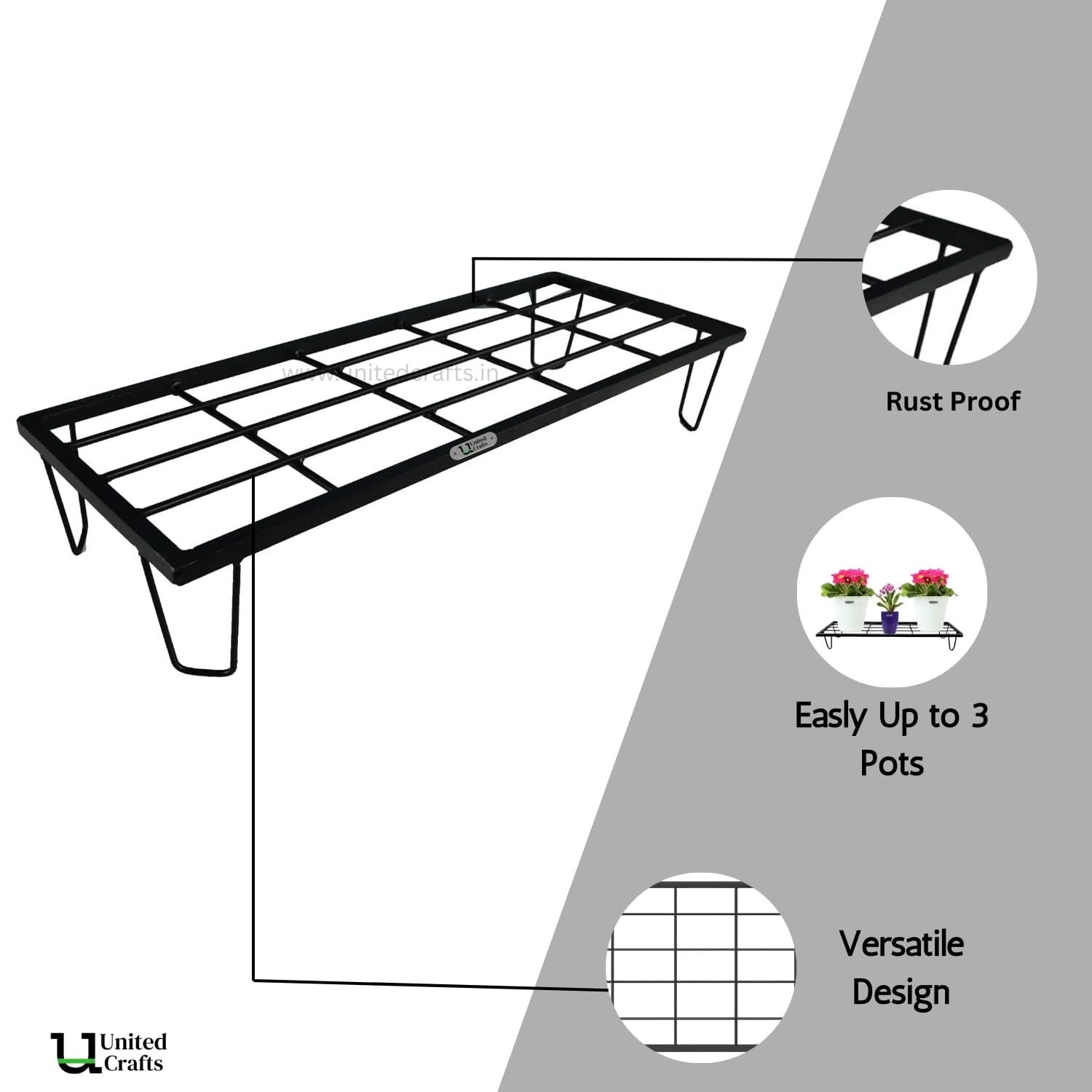 United Crafts BRAK Heavy Rectangle Plant Stand – Indoor & Outdoor