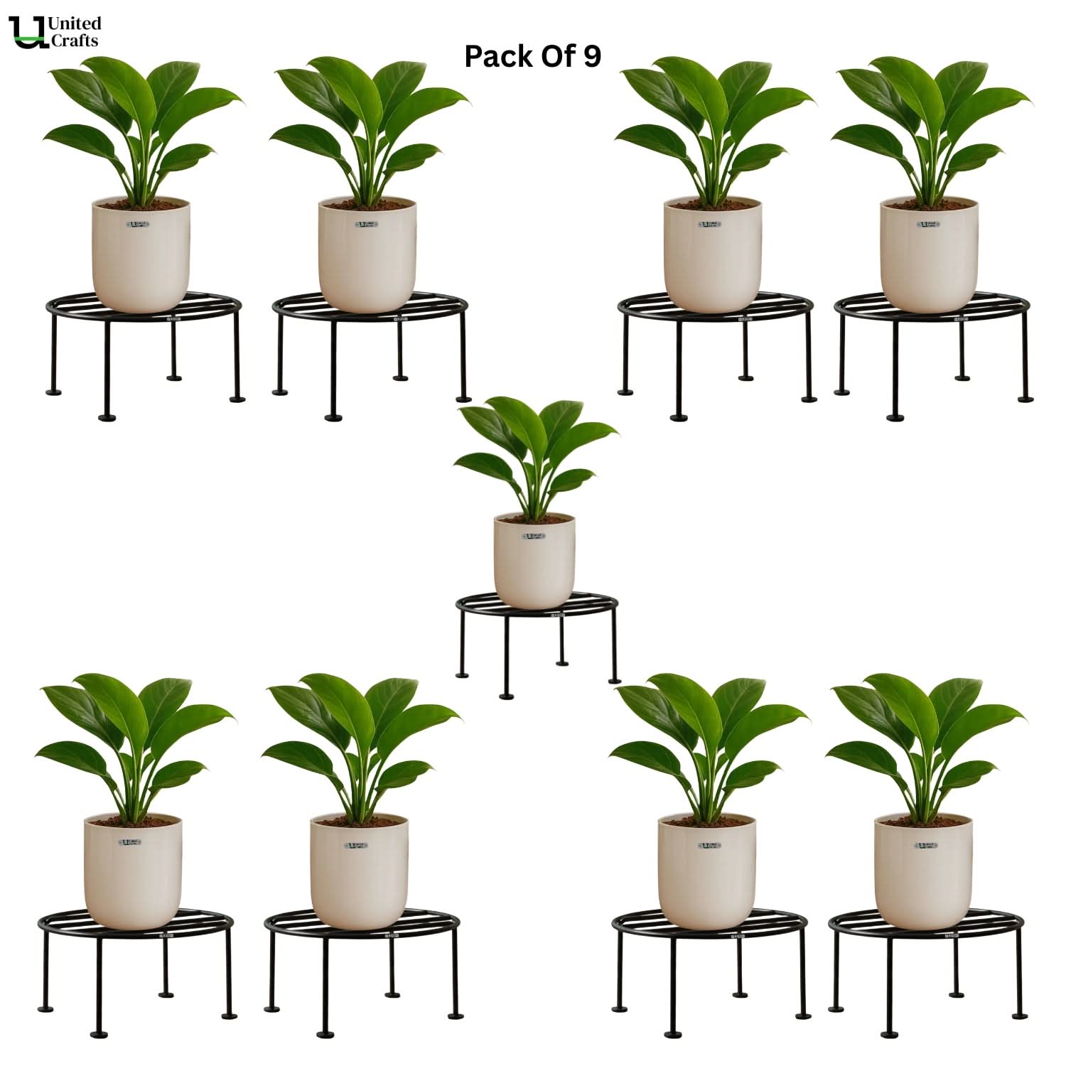 UnitedCrafts Dion Round Pot Stand/High-Quality Stands (Black)