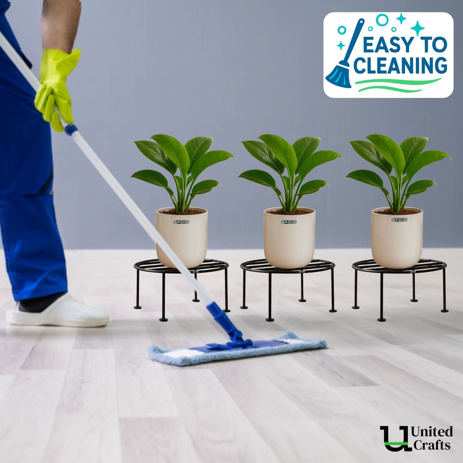 UnitedCrafts Dion Round Pot Stand/High-Quality Stands (Black)