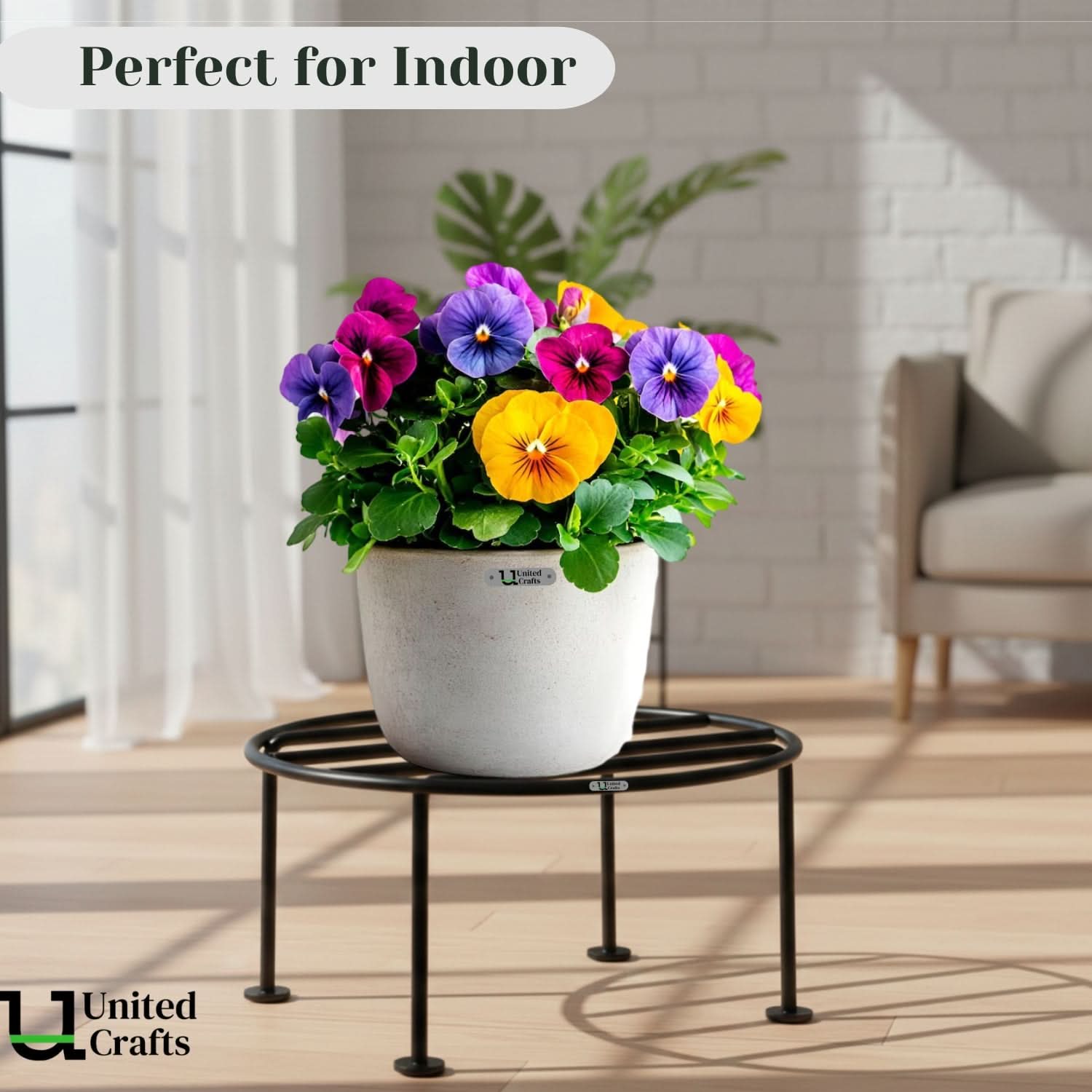 UnitedCrafts Dion Round Pot Stand/High-Quality Stands (Black)