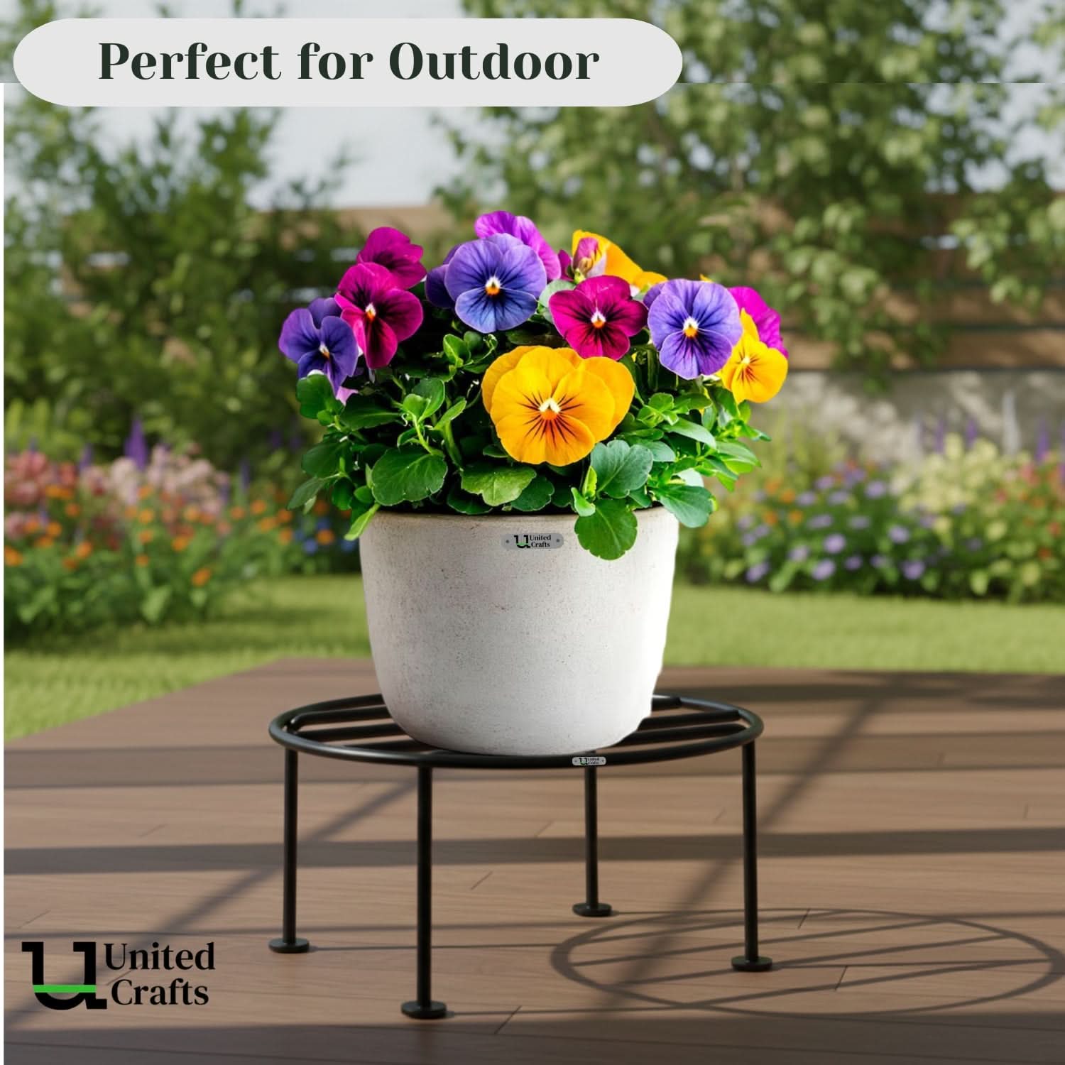 UnitedCrafts Dion Round Pot Stand/High-Quality Stands (Black)