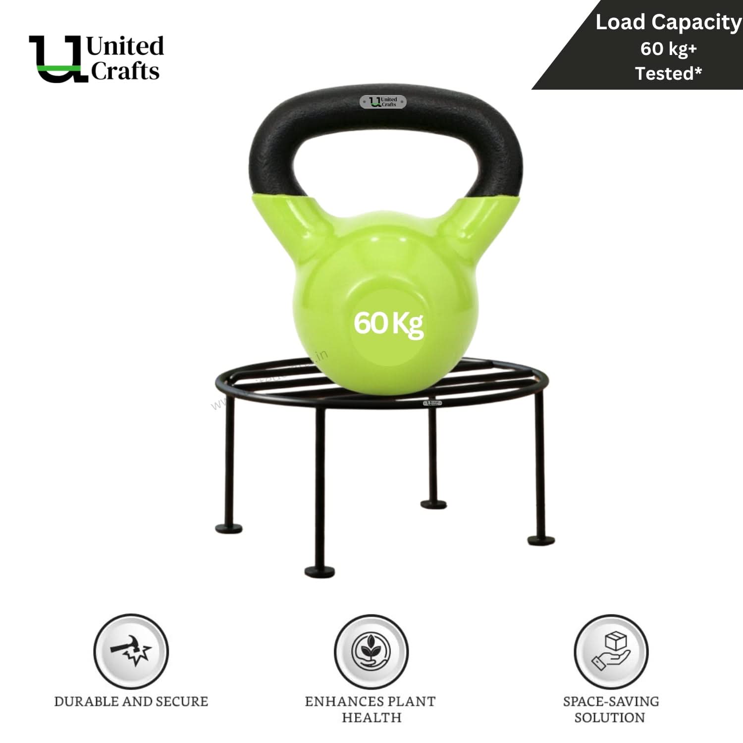 UnitedCrafts Dion Round Pot Stand/High-Quality Stands (Black)