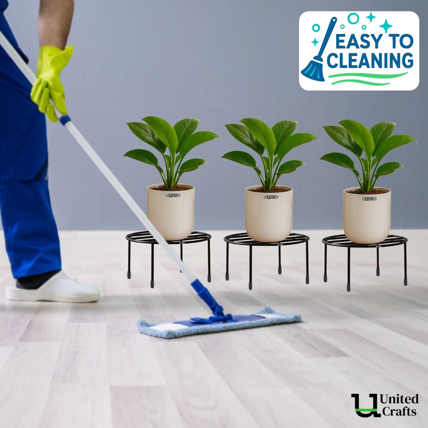 UnitedCrafts Driss Round Pot Stand/High-Quality Stands (Black)