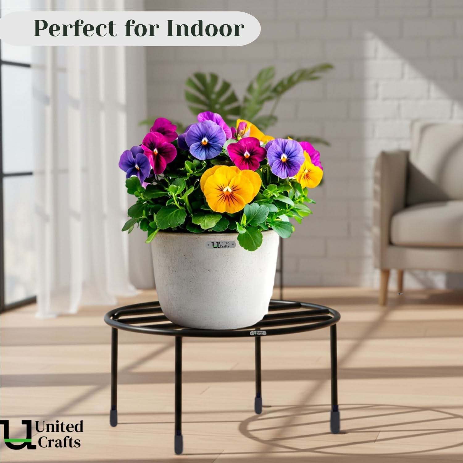 UnitedCrafts Driss Round Pot Stand/High-Quality Stands (Black)