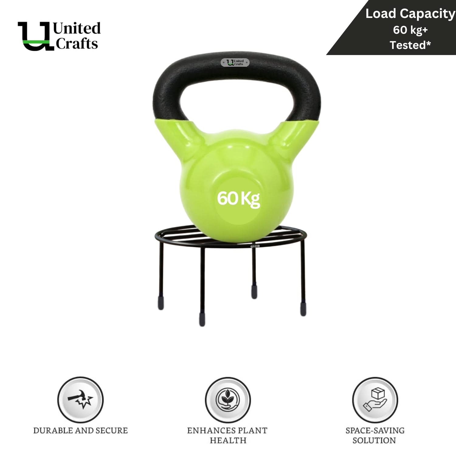 UnitedCrafts Driss Round Pot Stand/High-Quality Stands (Black)