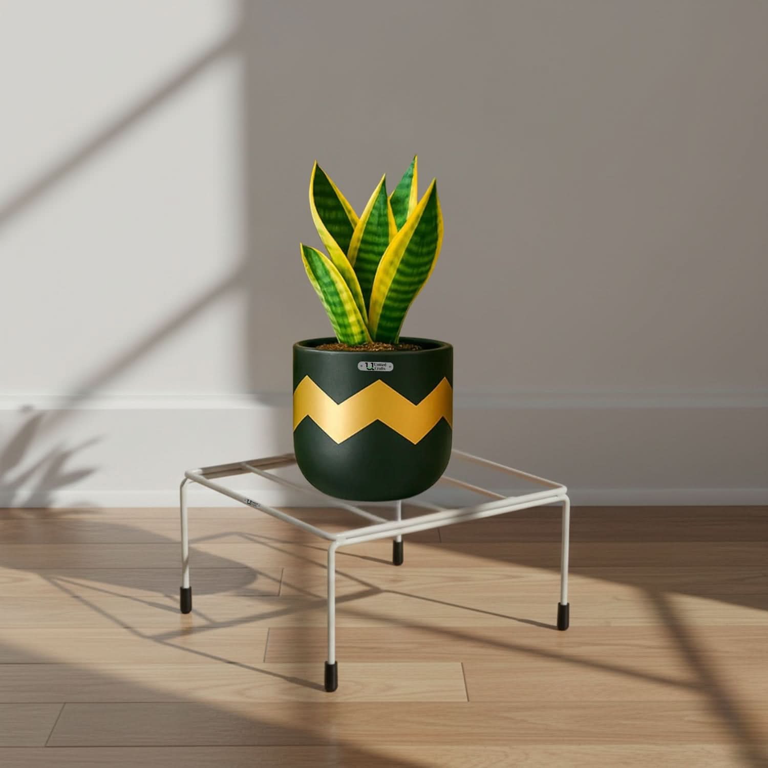 UnitedCrafts Elio Round Pot Stand/High-Quality Stands (White)