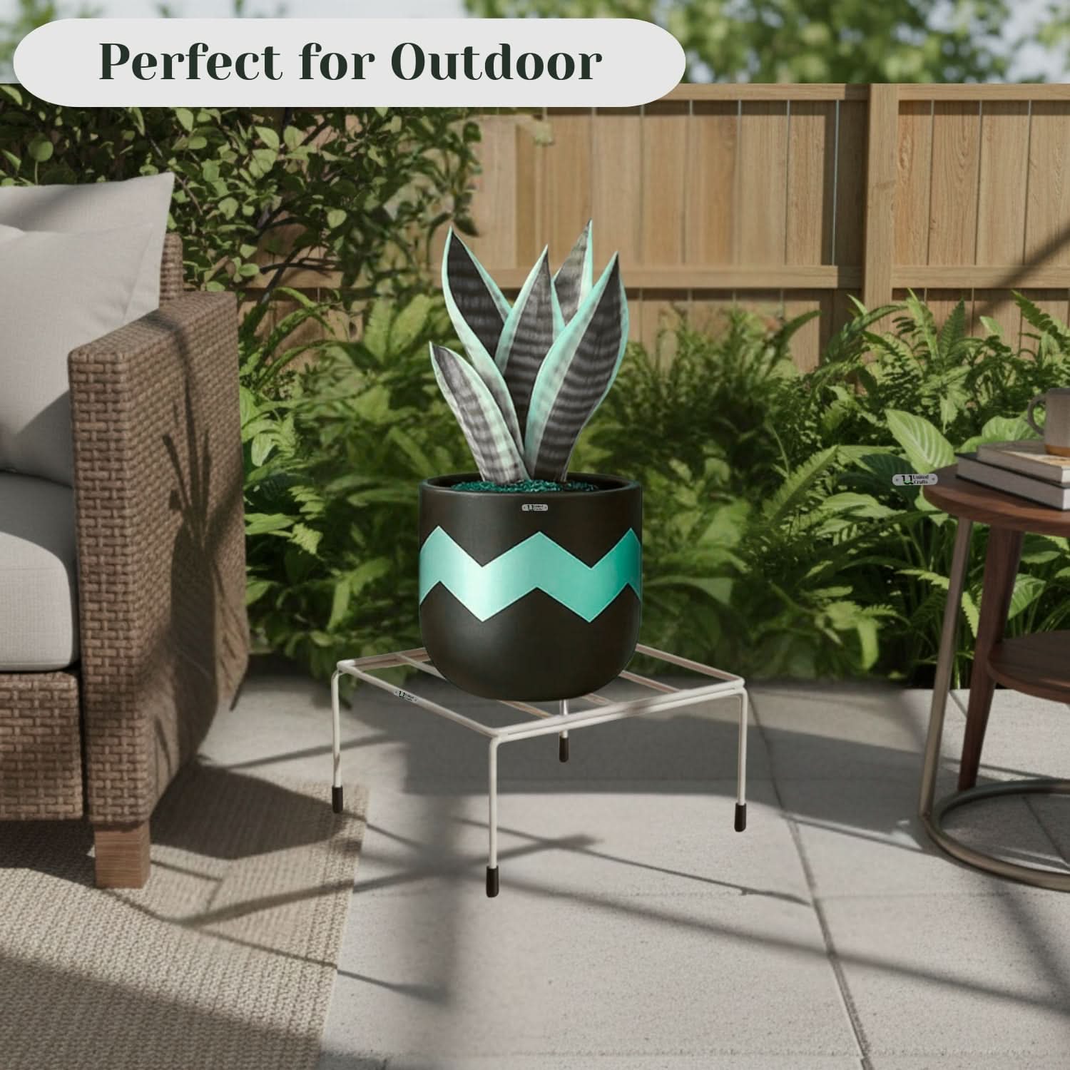 UnitedCrafts Elio Round Pot Stand/High-Quality Stands (White)